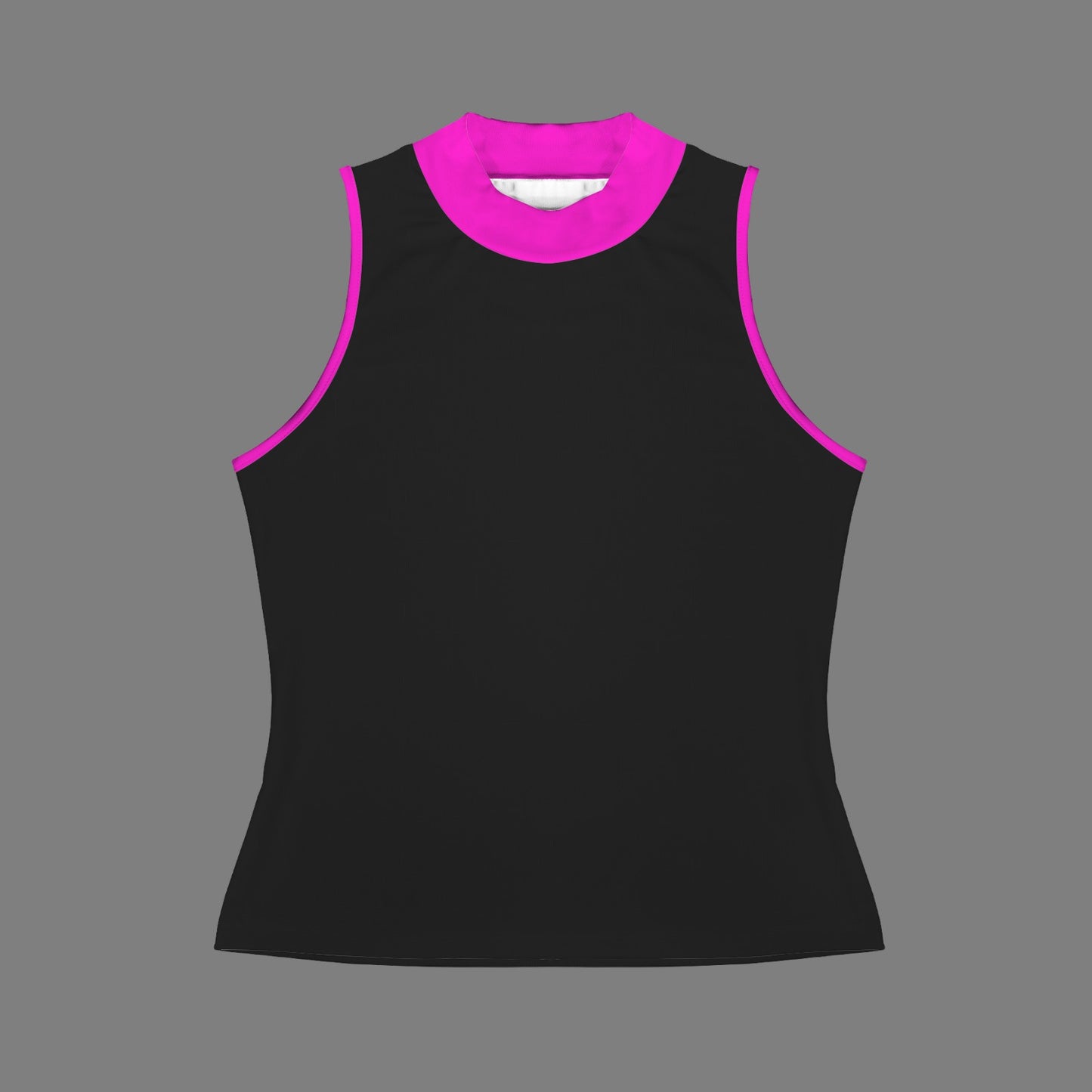 Casual Sleeveless Slim Fit Tank Top Black Fuchsia