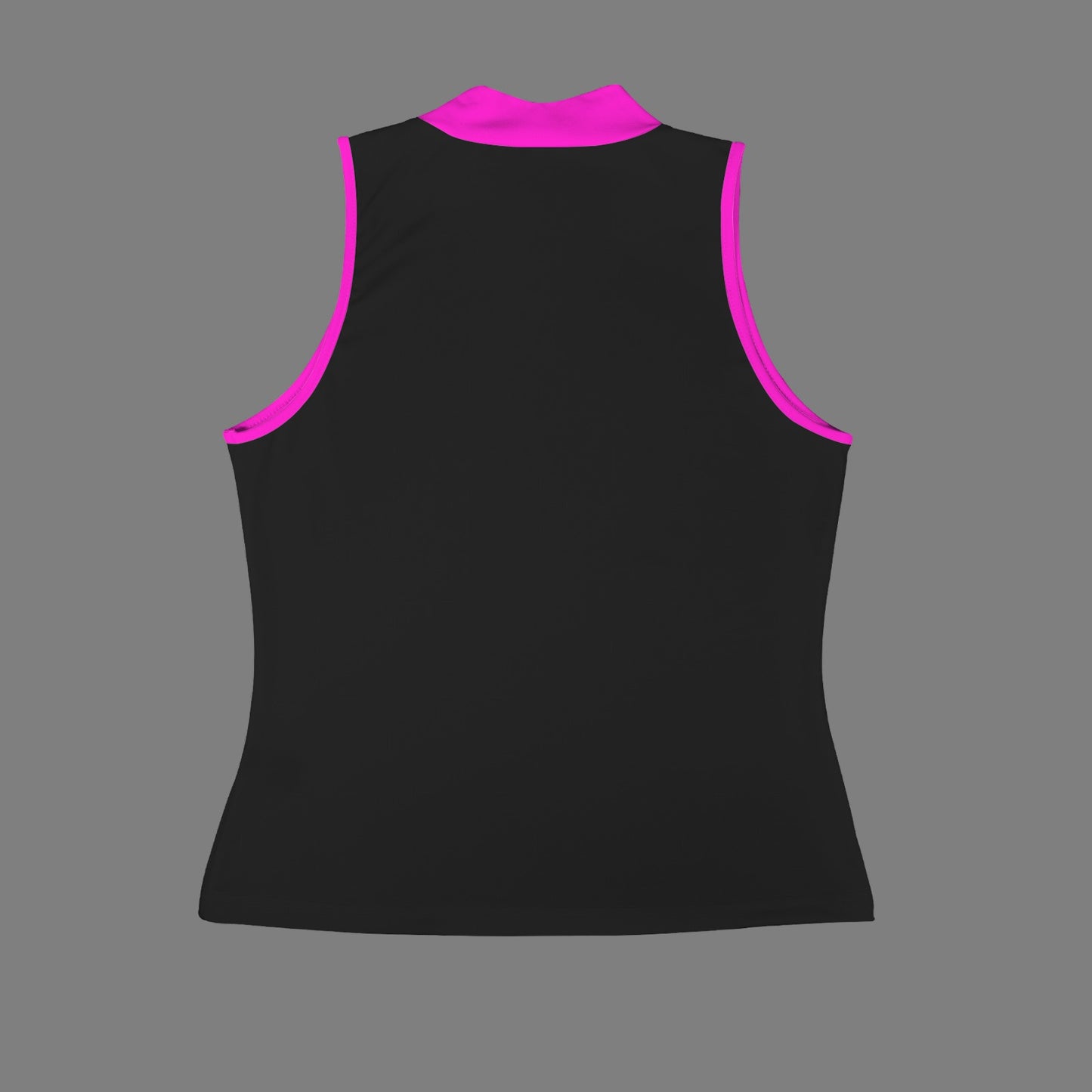 Casual Sleeveless Slim Fit Tank Top Black Fuchsia