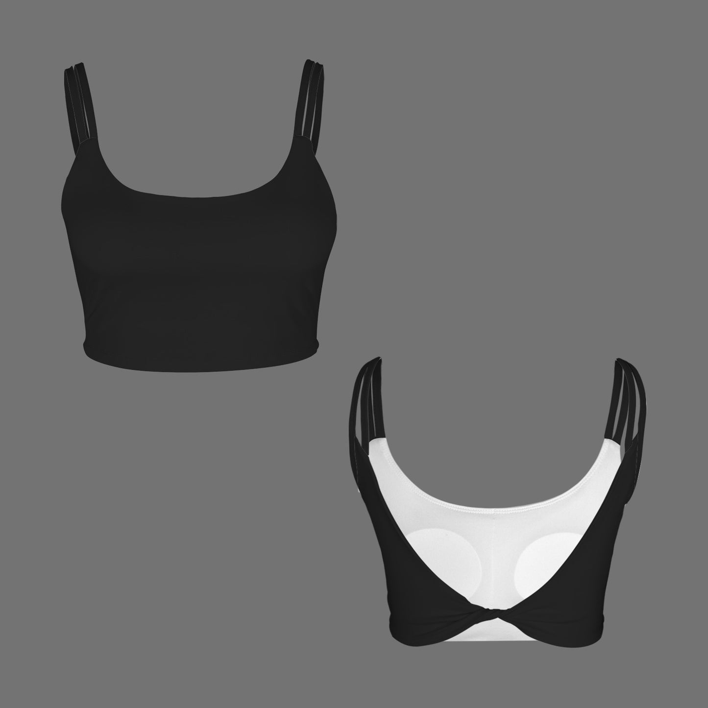 Double Shoulder Straps Backless Low Twist Back Sports Bra Black