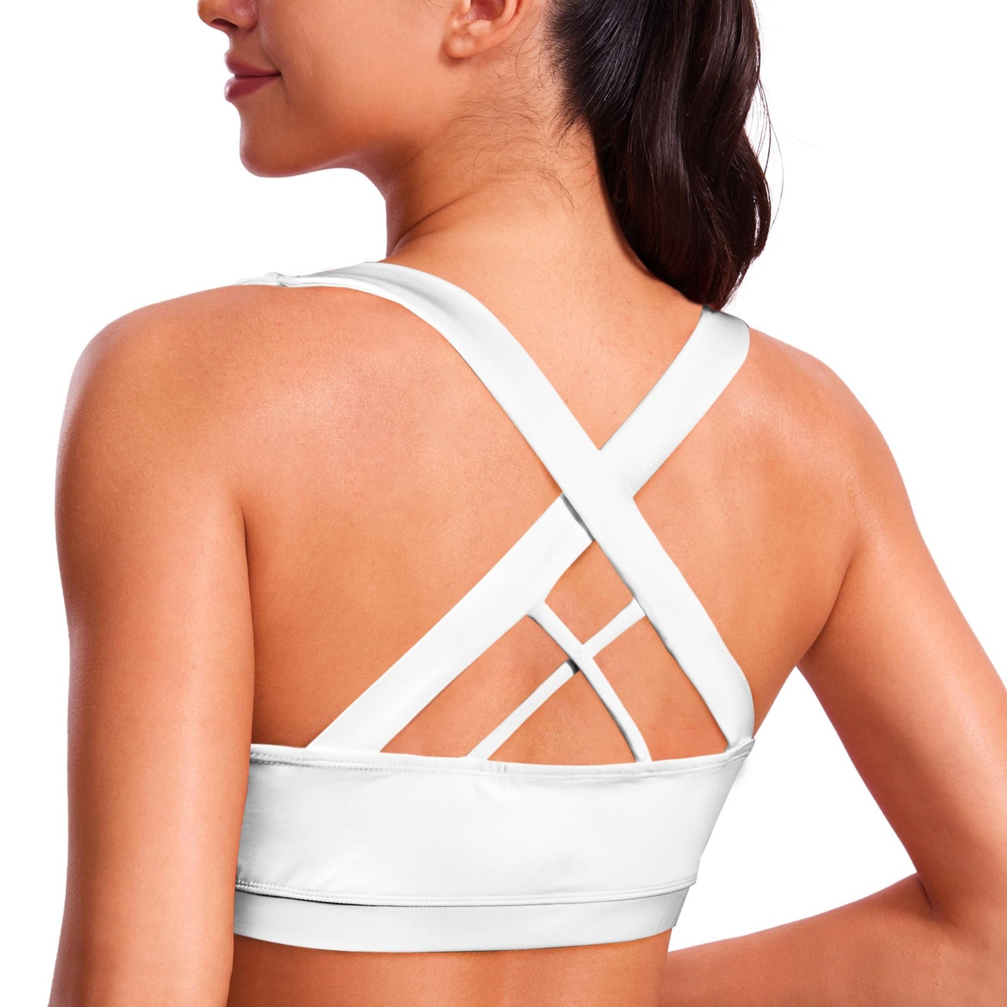 Crisscross Back Sports Bra White