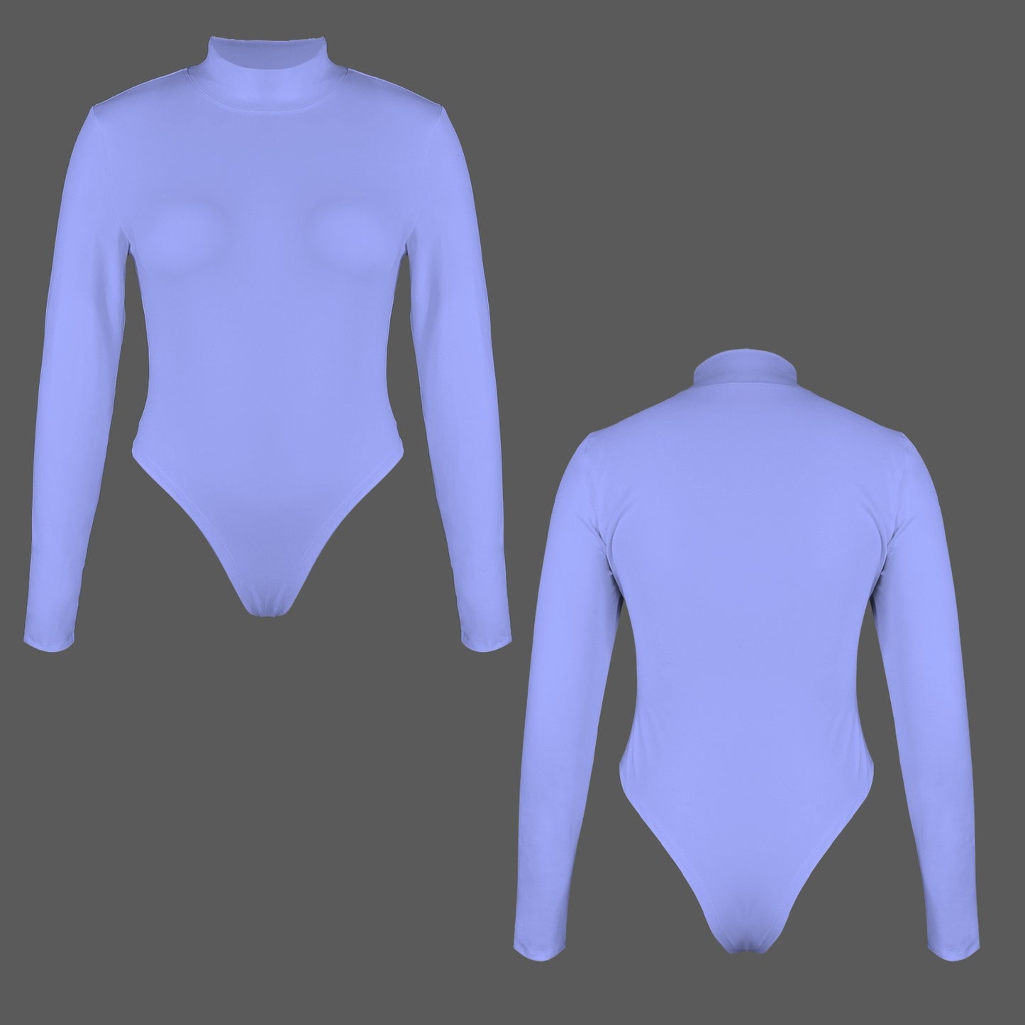 Turtle Neck Long Sleeve Bodysuit Periwinkle