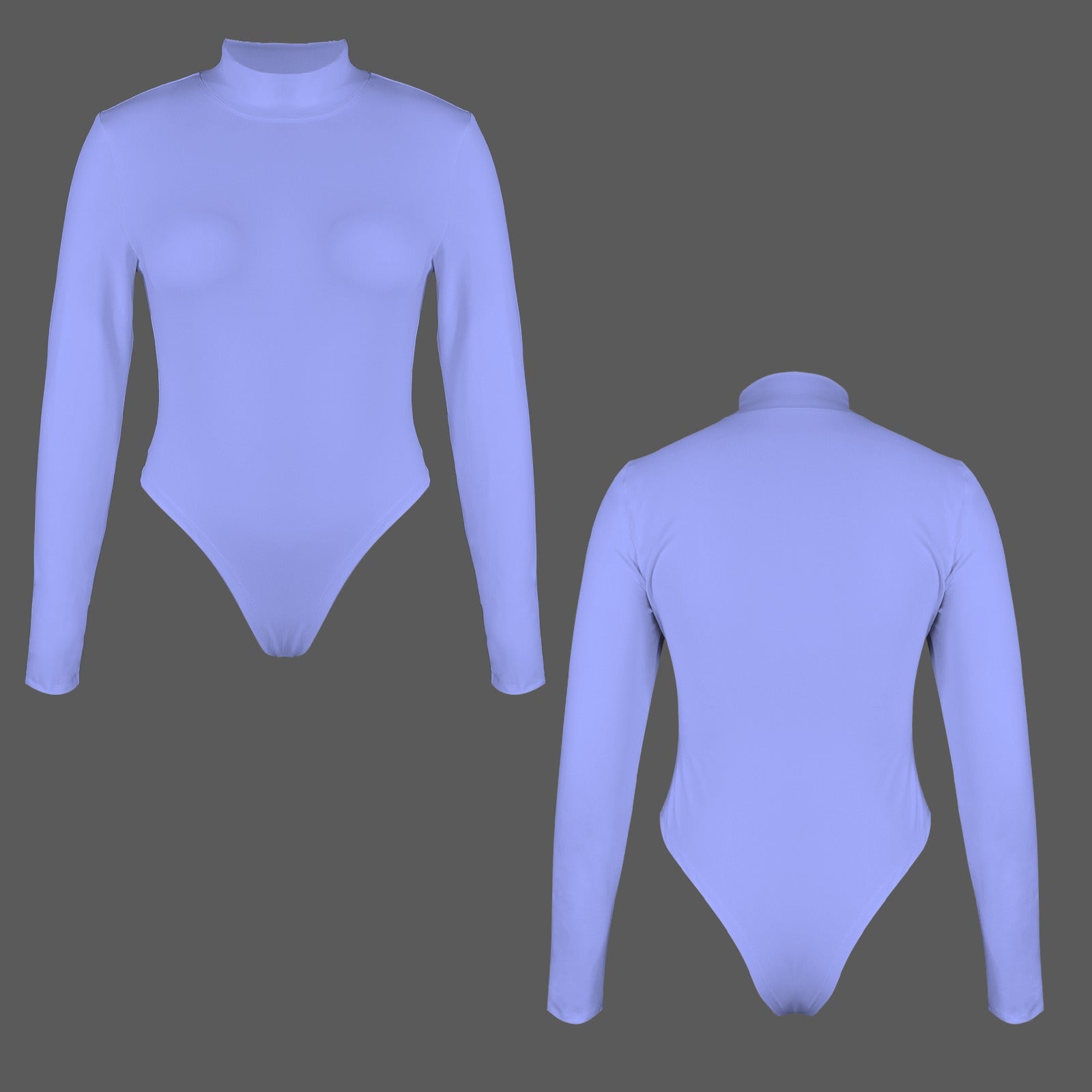 Turtle Neck Long Sleeve Bodysuit Periwinkle