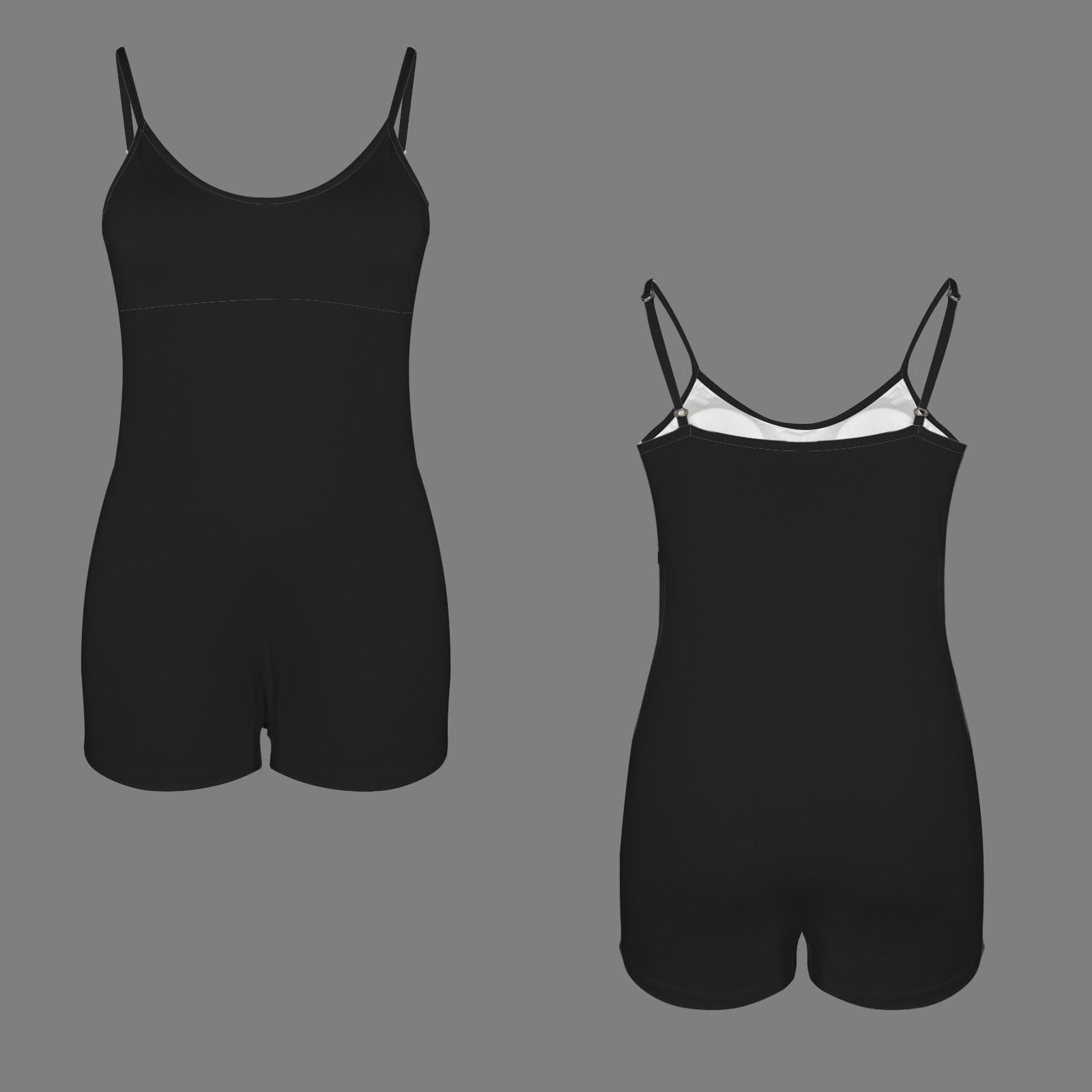 Spaghetti Strap One Piece Active Sets Black