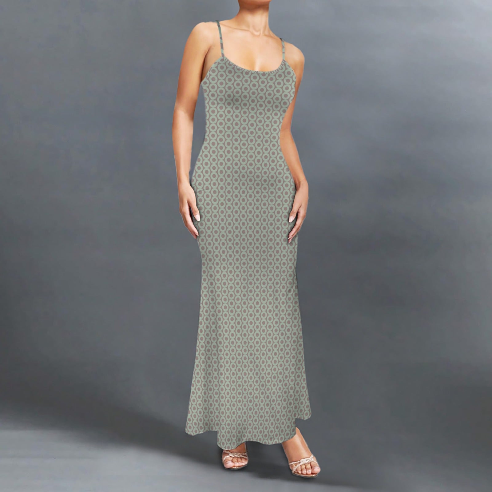 Casual Lounge Slip Maxi Dress Dusted Mint Cocoa Geo