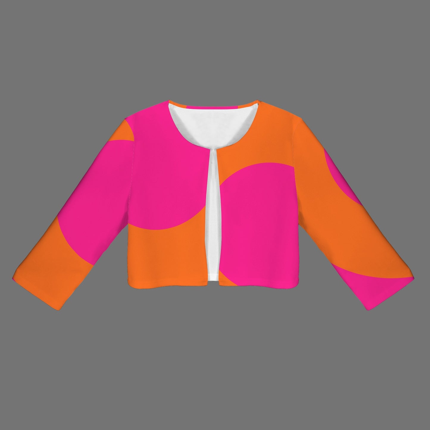 Orange Magenta Open Front Short Blazer