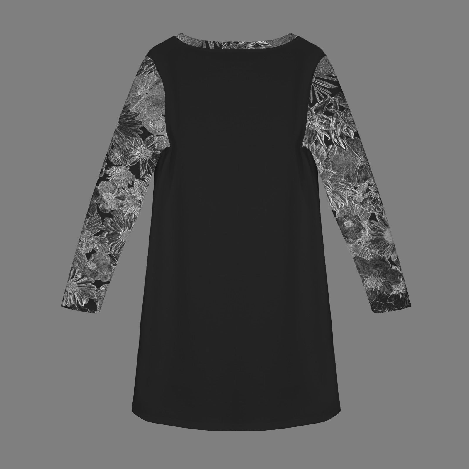 Casual Long Sleeve Dress Black MBoss Floral