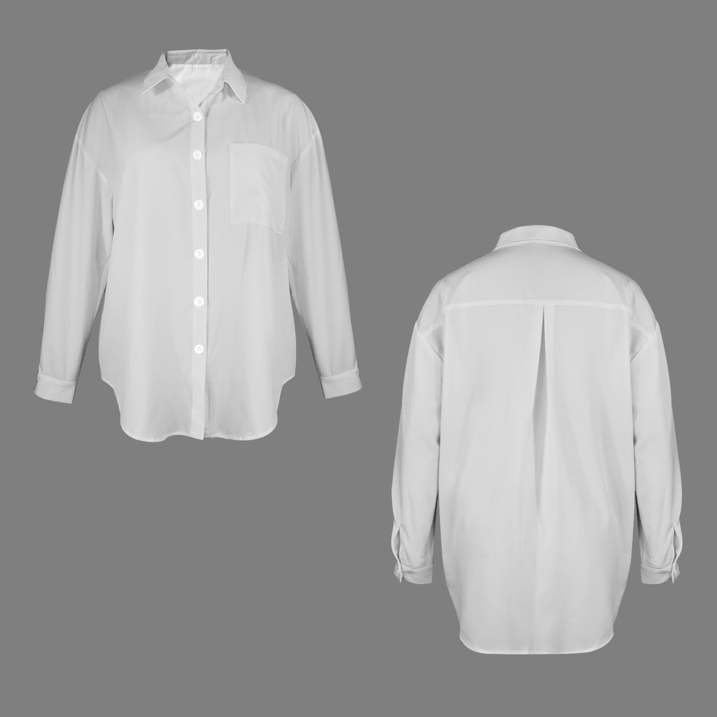 Lightest Grey Long Sleeve Pocket Button Shirt