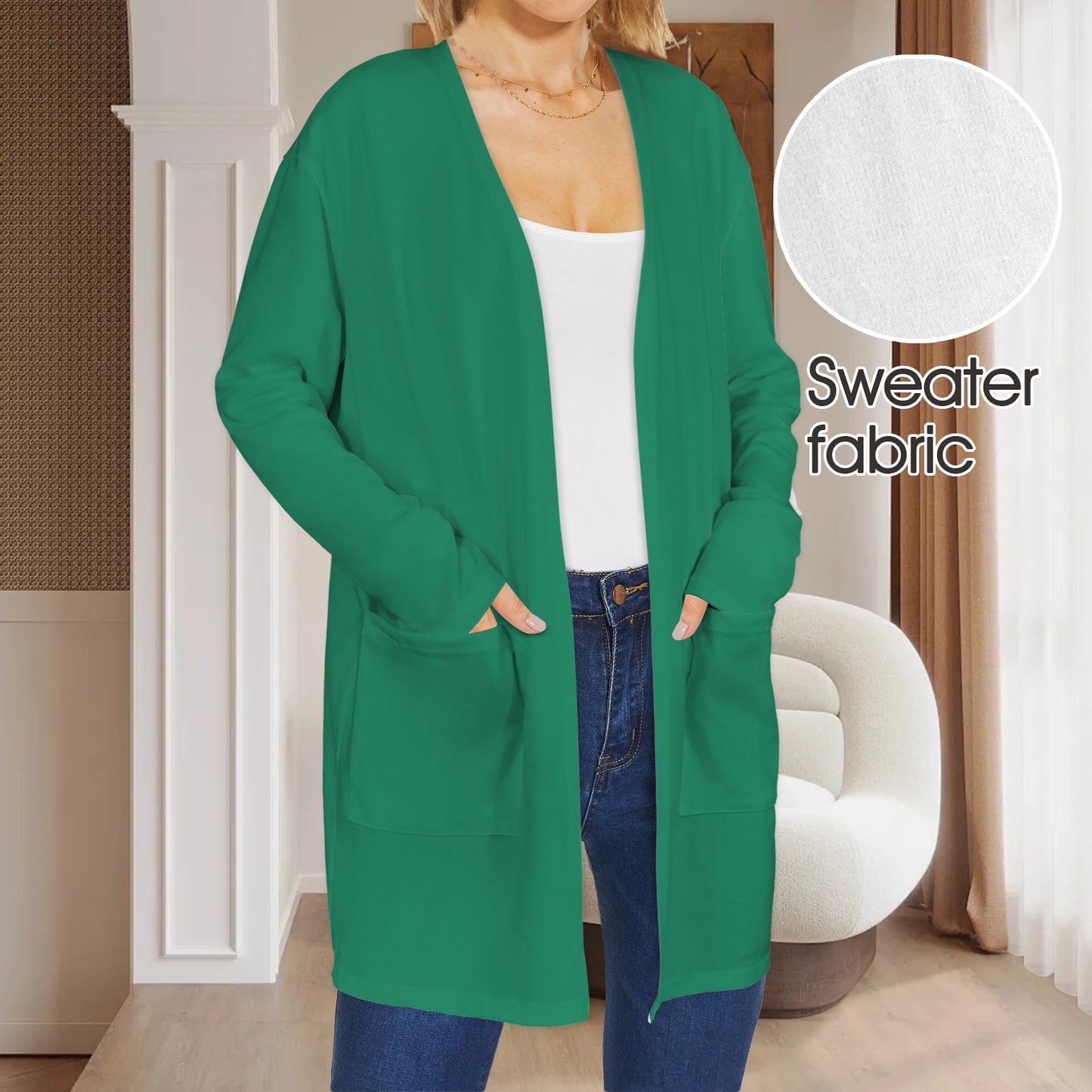 Long Sleeve Pocket Cardigan Emerald