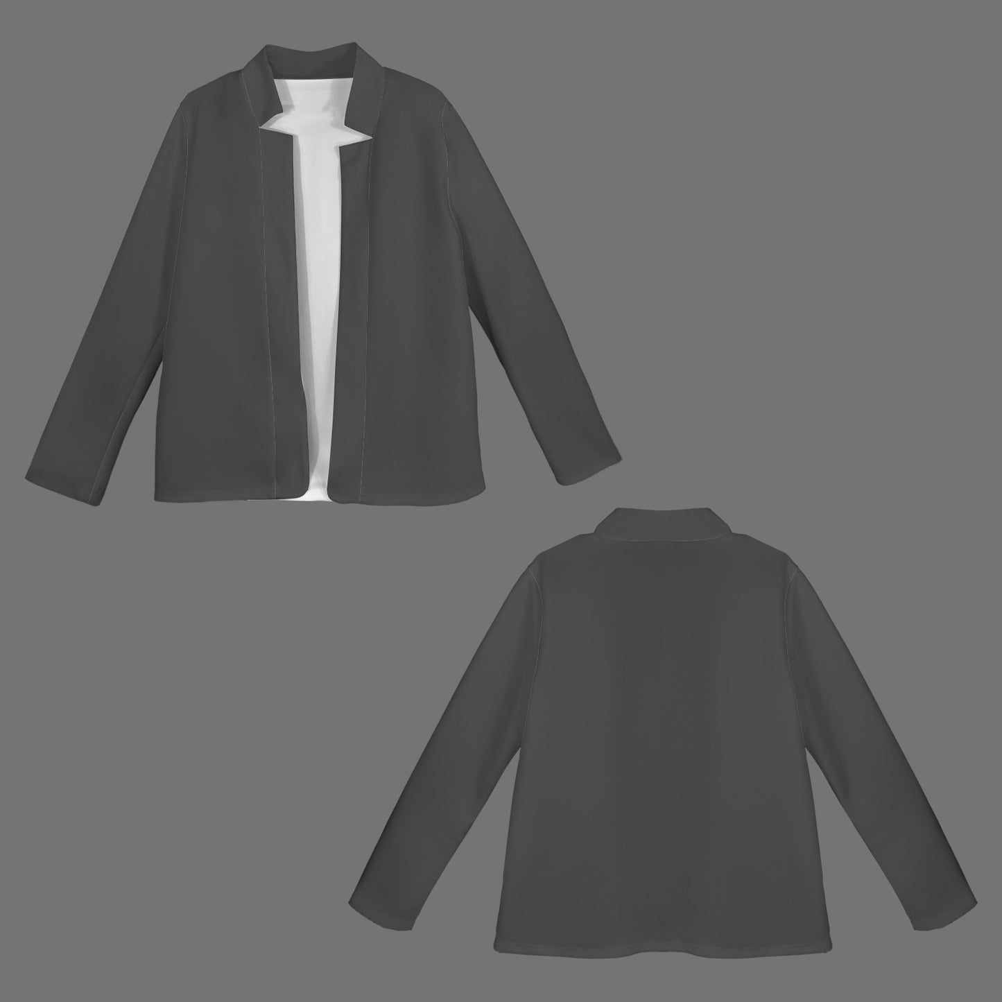 Open Front Long Sleeve Blazer Dark Grey