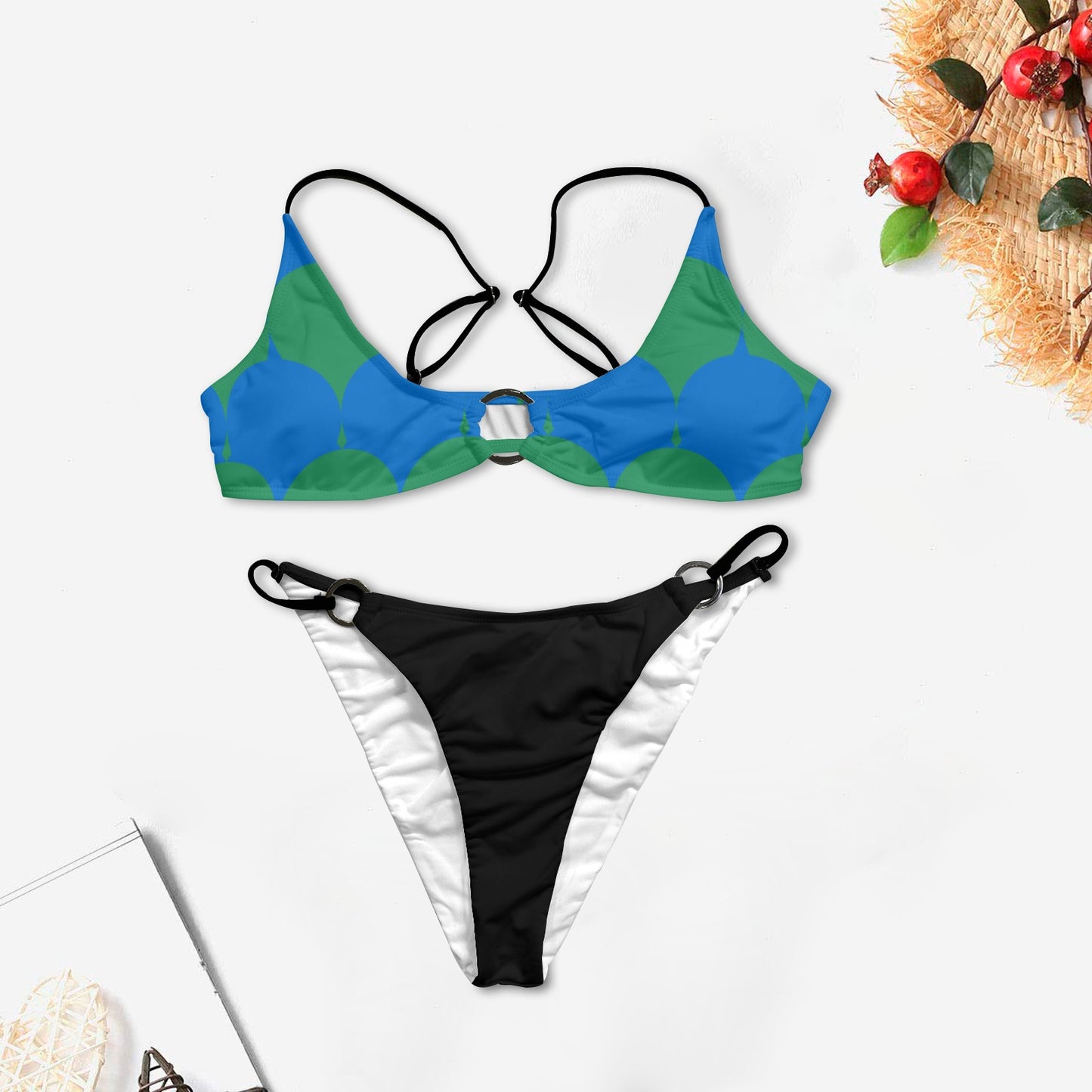 Peacock Scallop Geo & Black Bikini