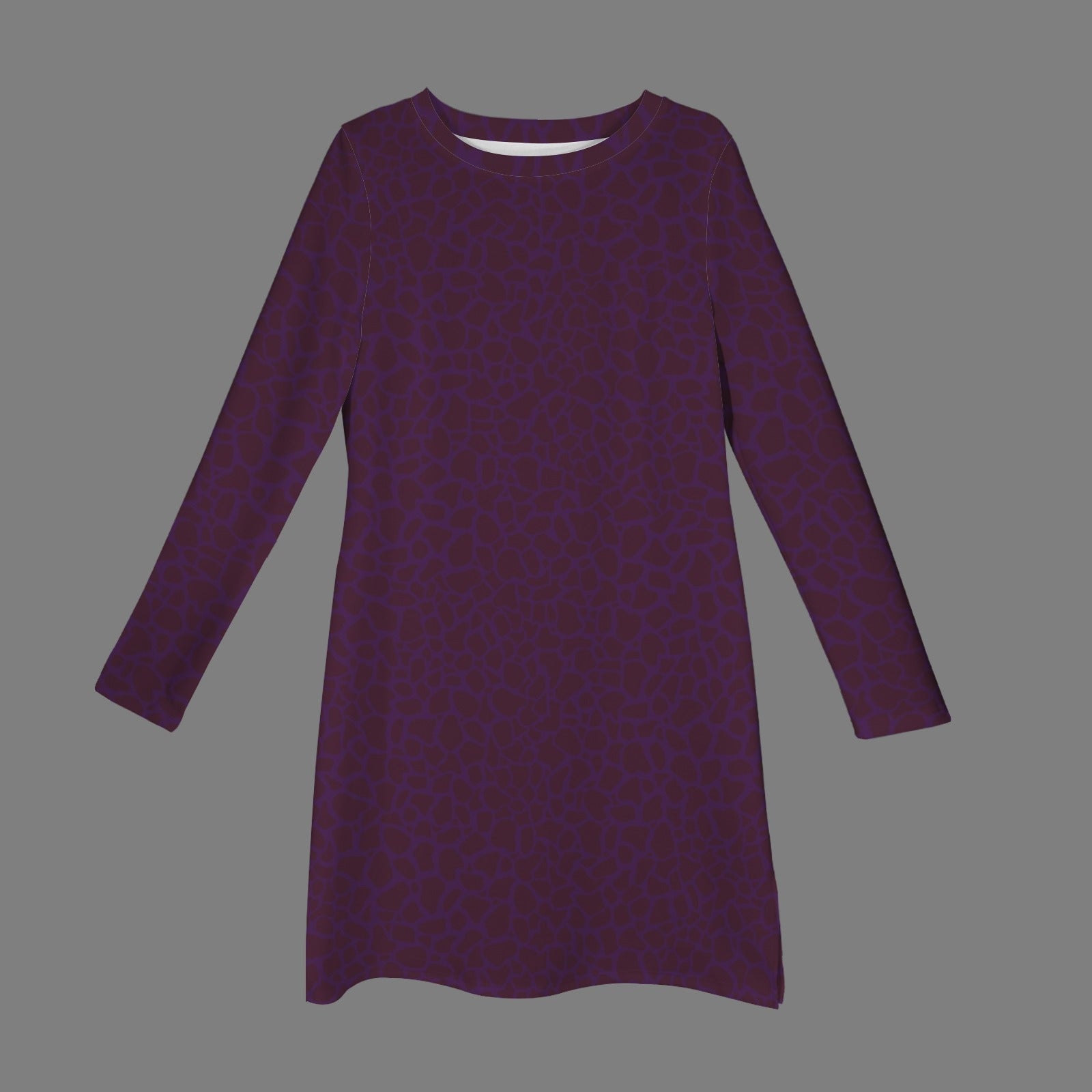 Casual Long Sleeve Dress Plum Petal Print