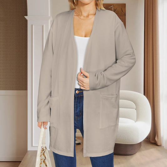 Long Sleeve Pocket Cardigan Beige