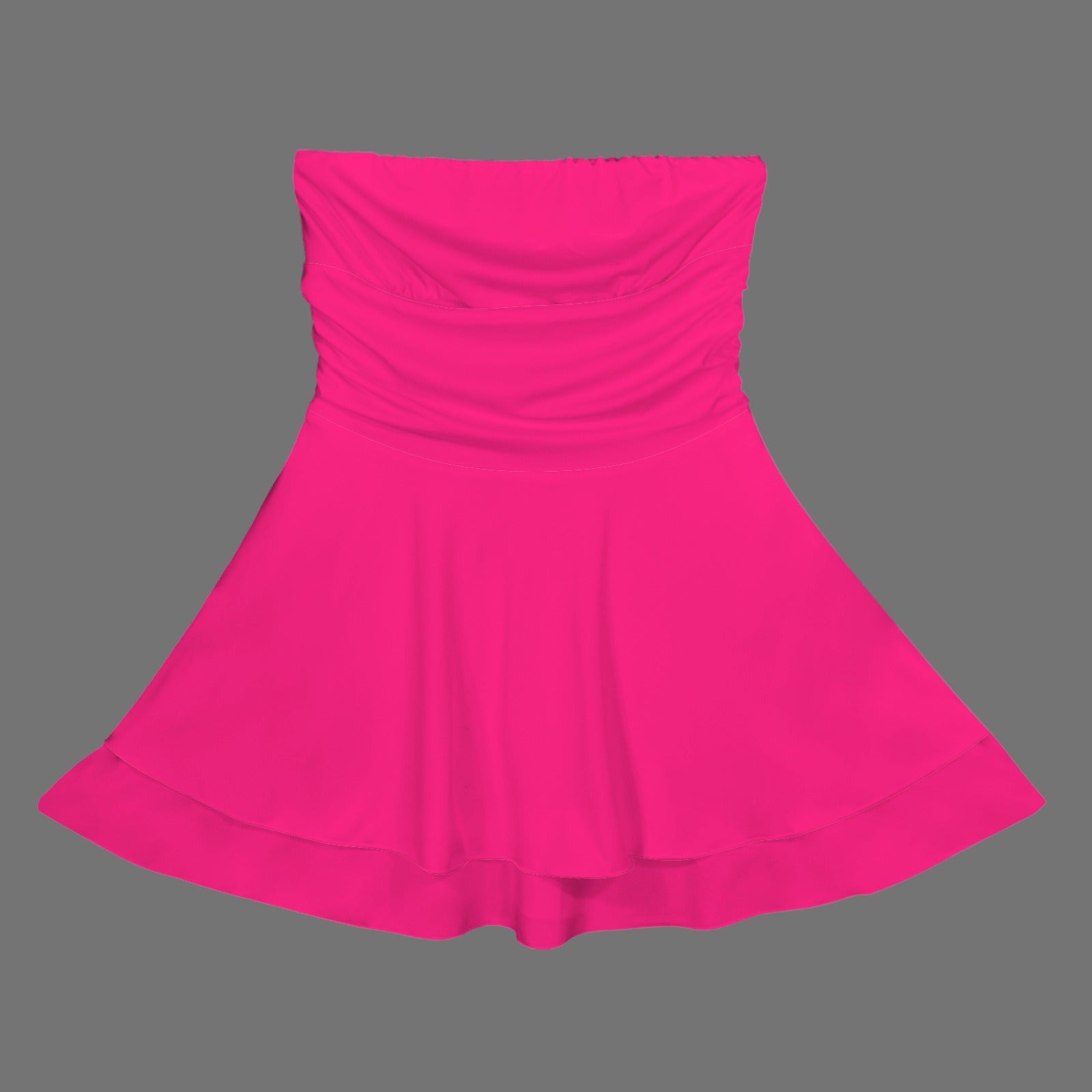 Strapless Tube Ruffle Tiered Mini Dress Magenta