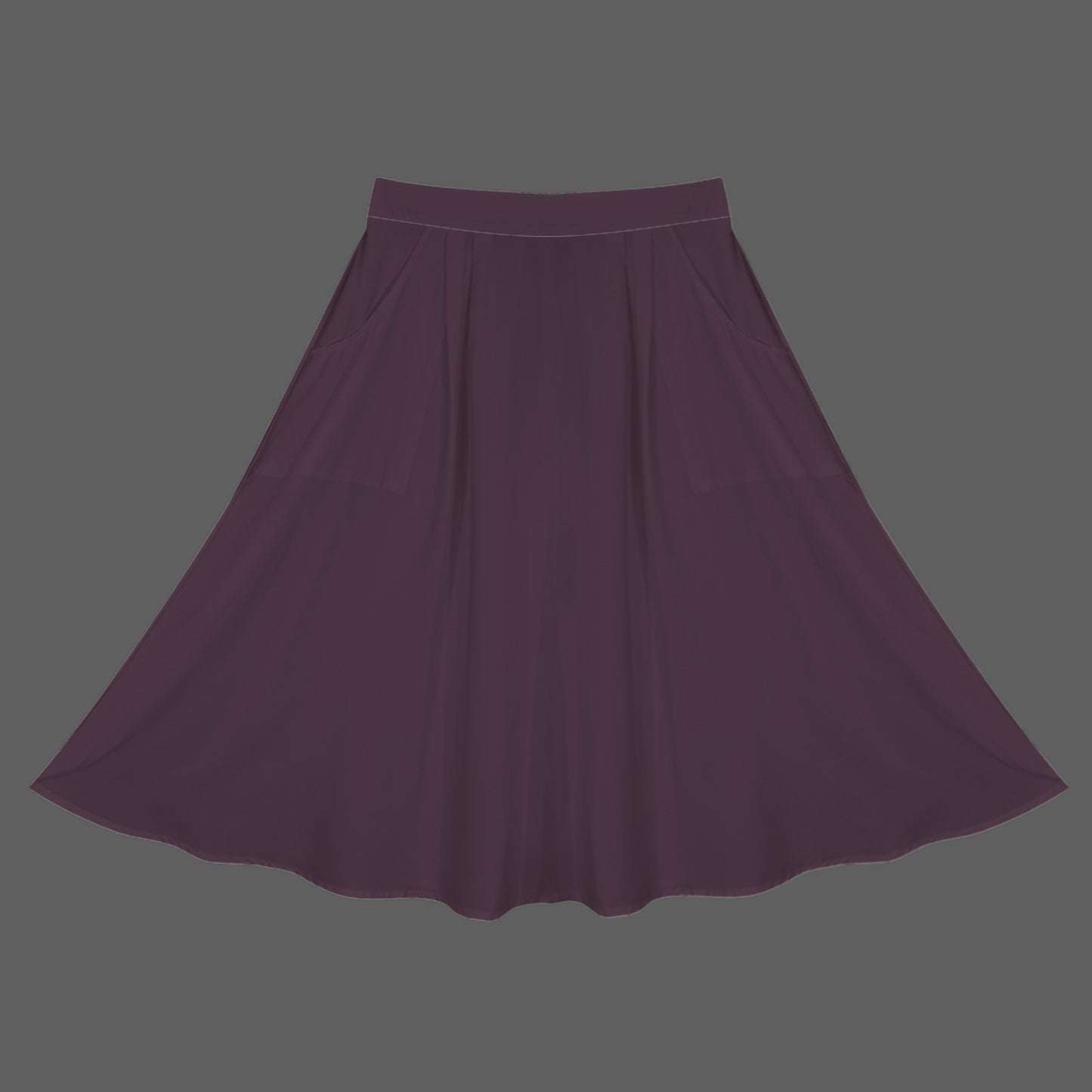 Black Plum Elastic Waist Pocket Full Skirt