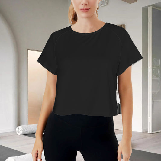 Crop Split Back Sports Tops Black