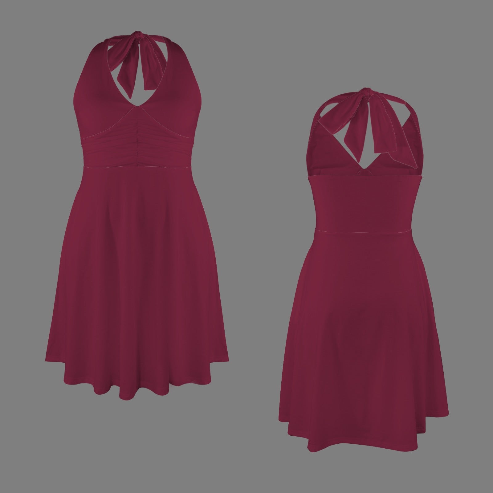 Sleeveless Halterneck Pocket Dress Dark Berry