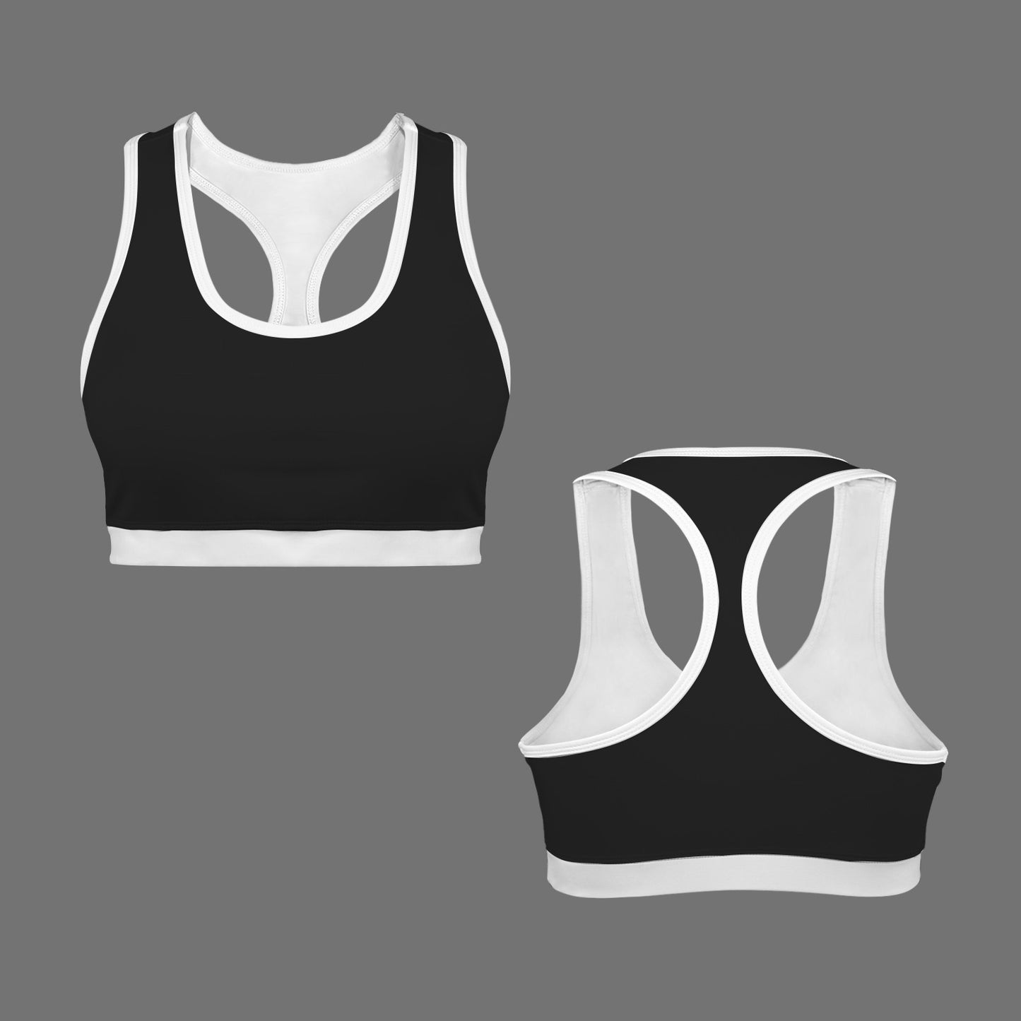 Racerback Sports Bra Black White