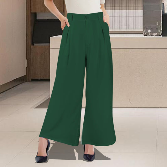 High Waist Casual Wide Leg Long Pants Forest