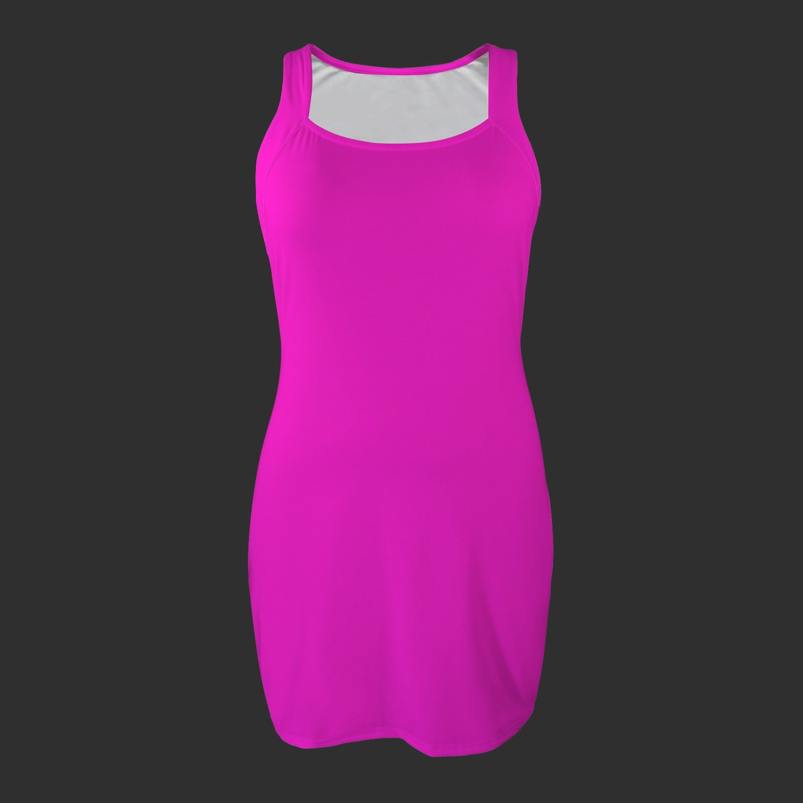 Square Neck Sleeveless Party Dress Fuchsia