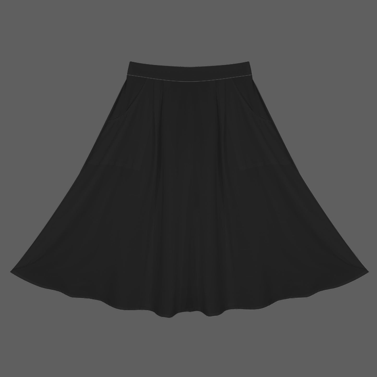 Black Elastic Waist Pocket Full Skirt