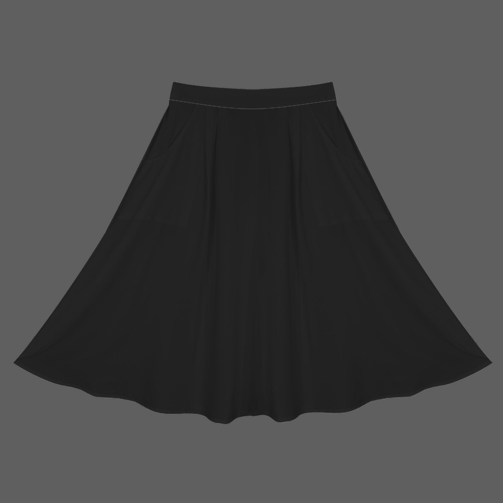 Black Elastic Waist Pocket Full Skirt