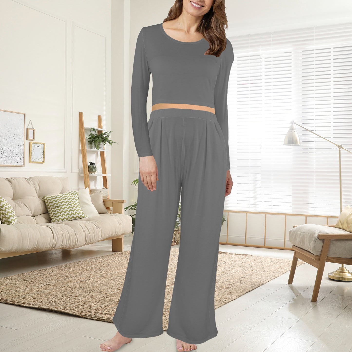 Pajama Lounge Set Long Sleeve Top and Pants