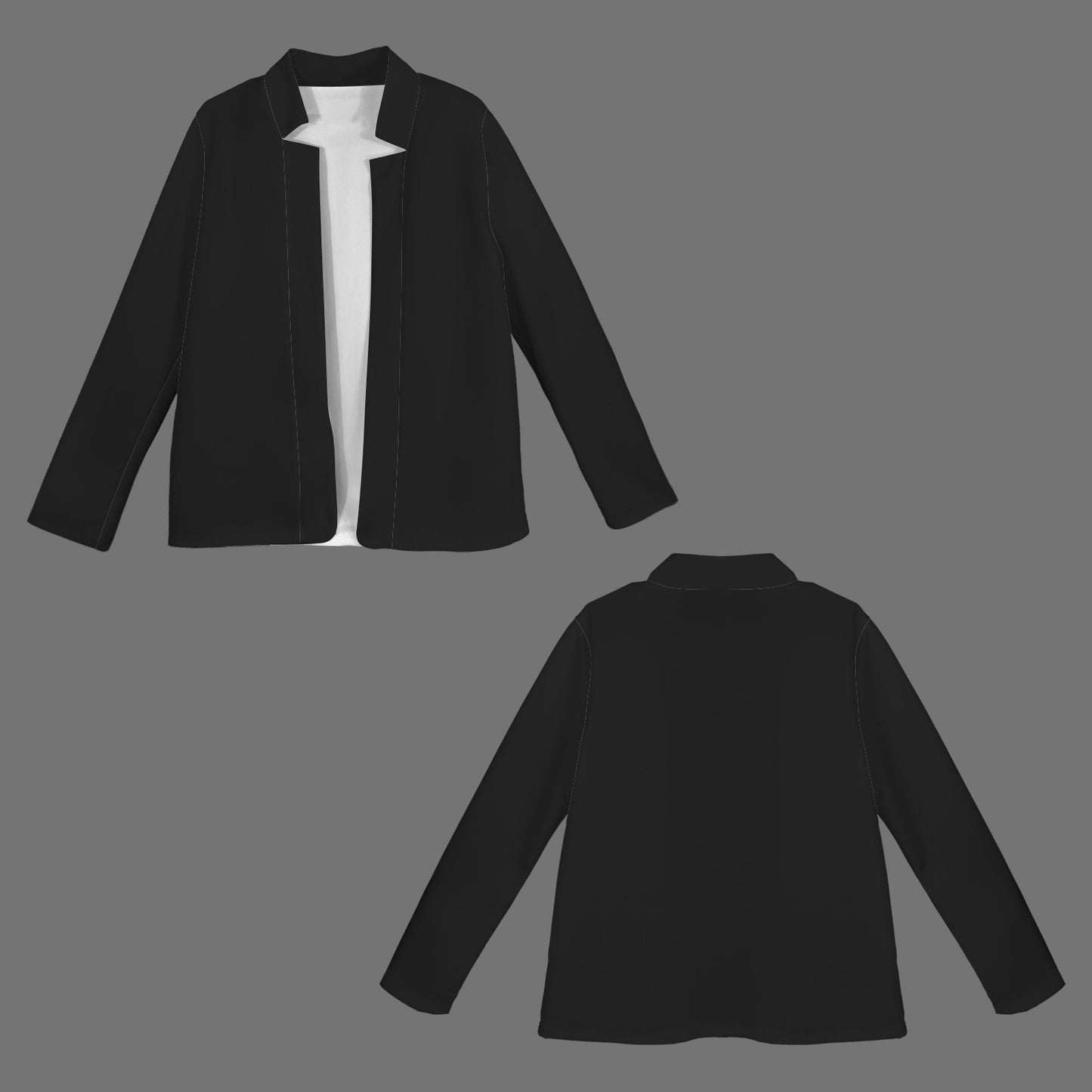 Open Front Long Sleeve Blazer Black