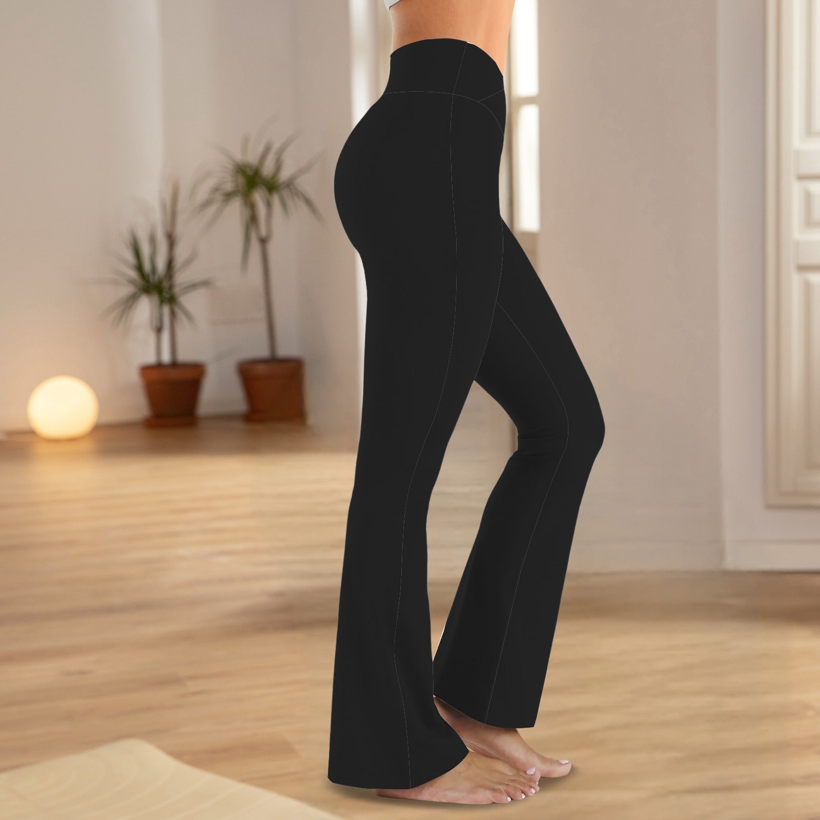 High Waist Control Top Flare Leggings Black