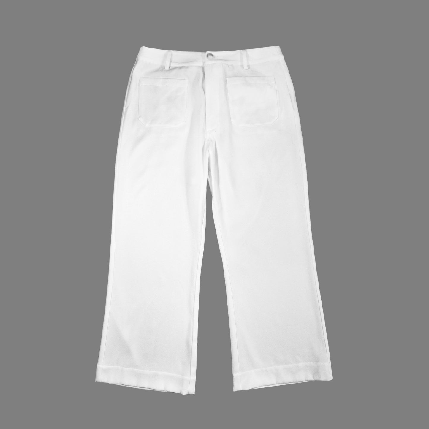 High Waist Pocket Flared Cropped Pants White