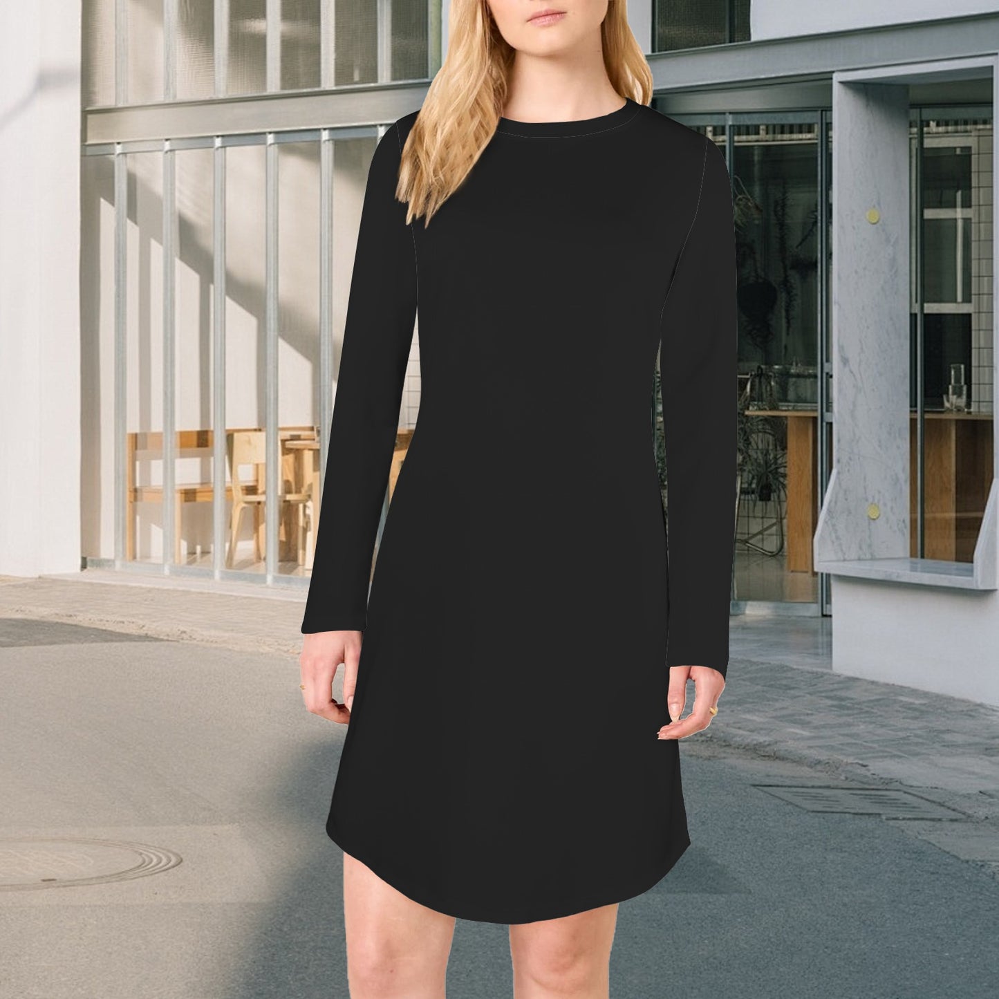 Casual Long Sleeve Dress Black