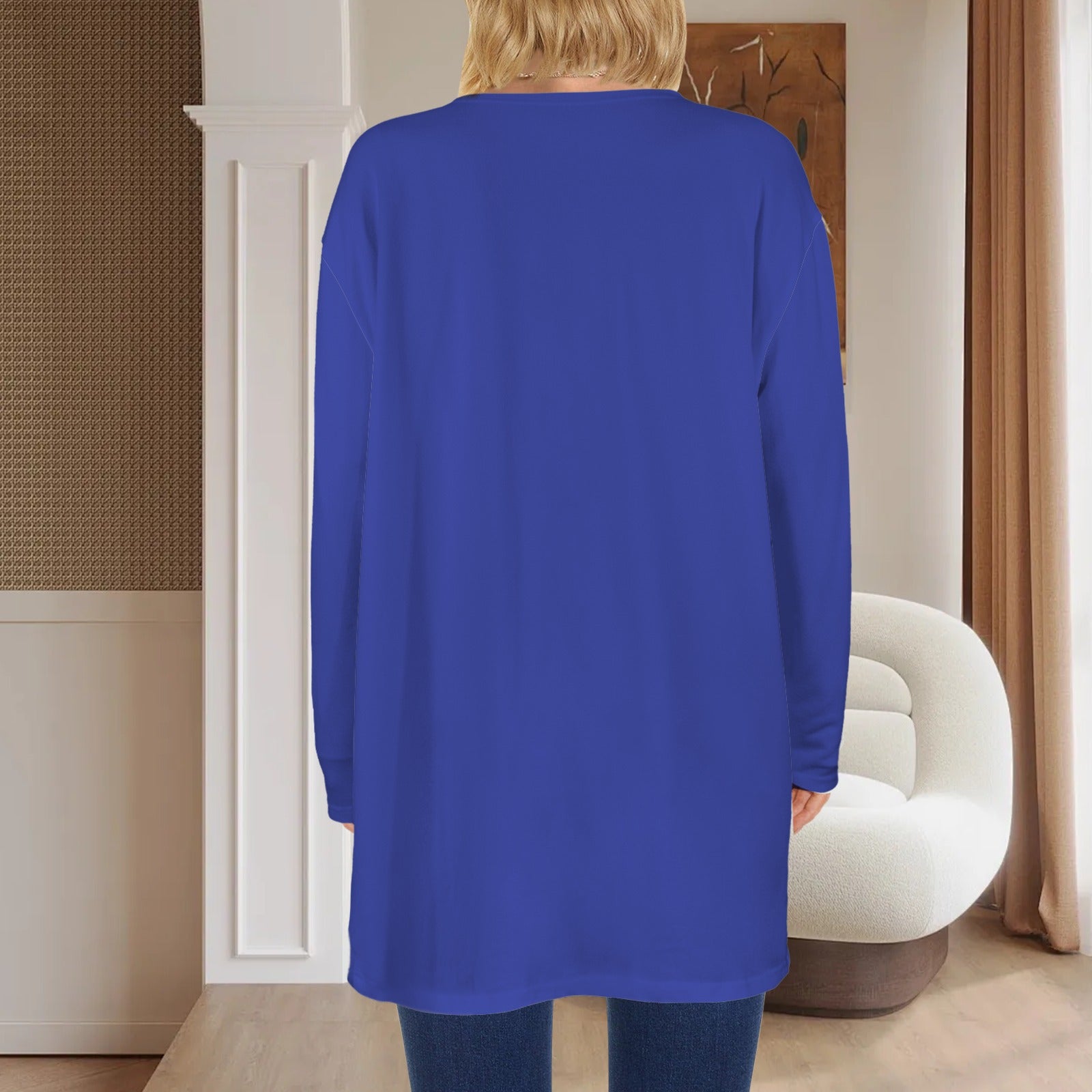 Long Sleeve Pocket Cardigan Violet Blue