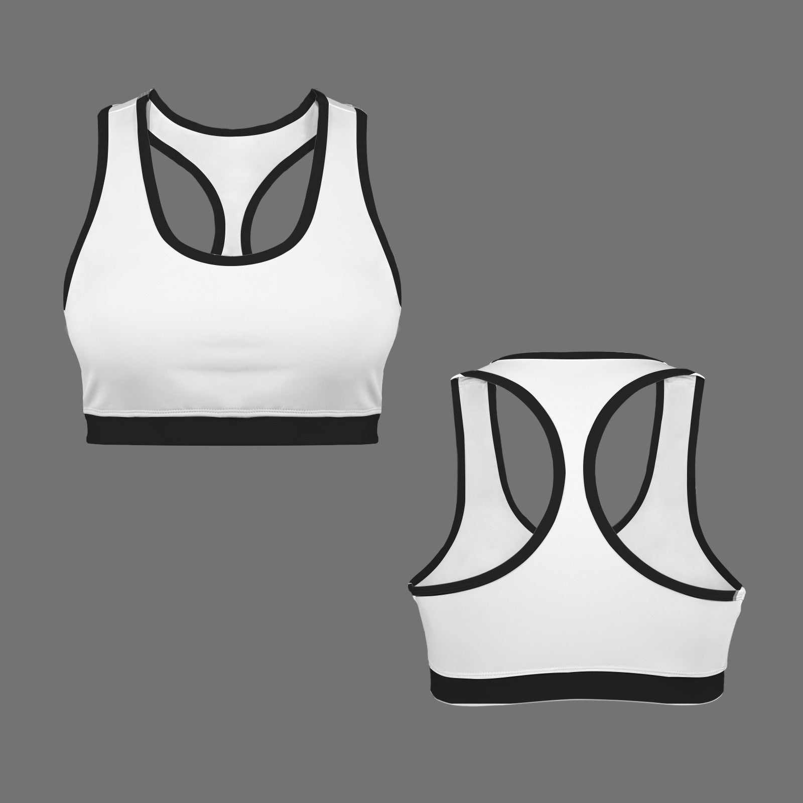 Racerback Sports Bra White Black