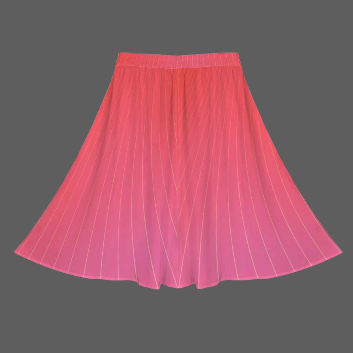 Coral Curvestripe Elastic Waist Pocket Full Skirt