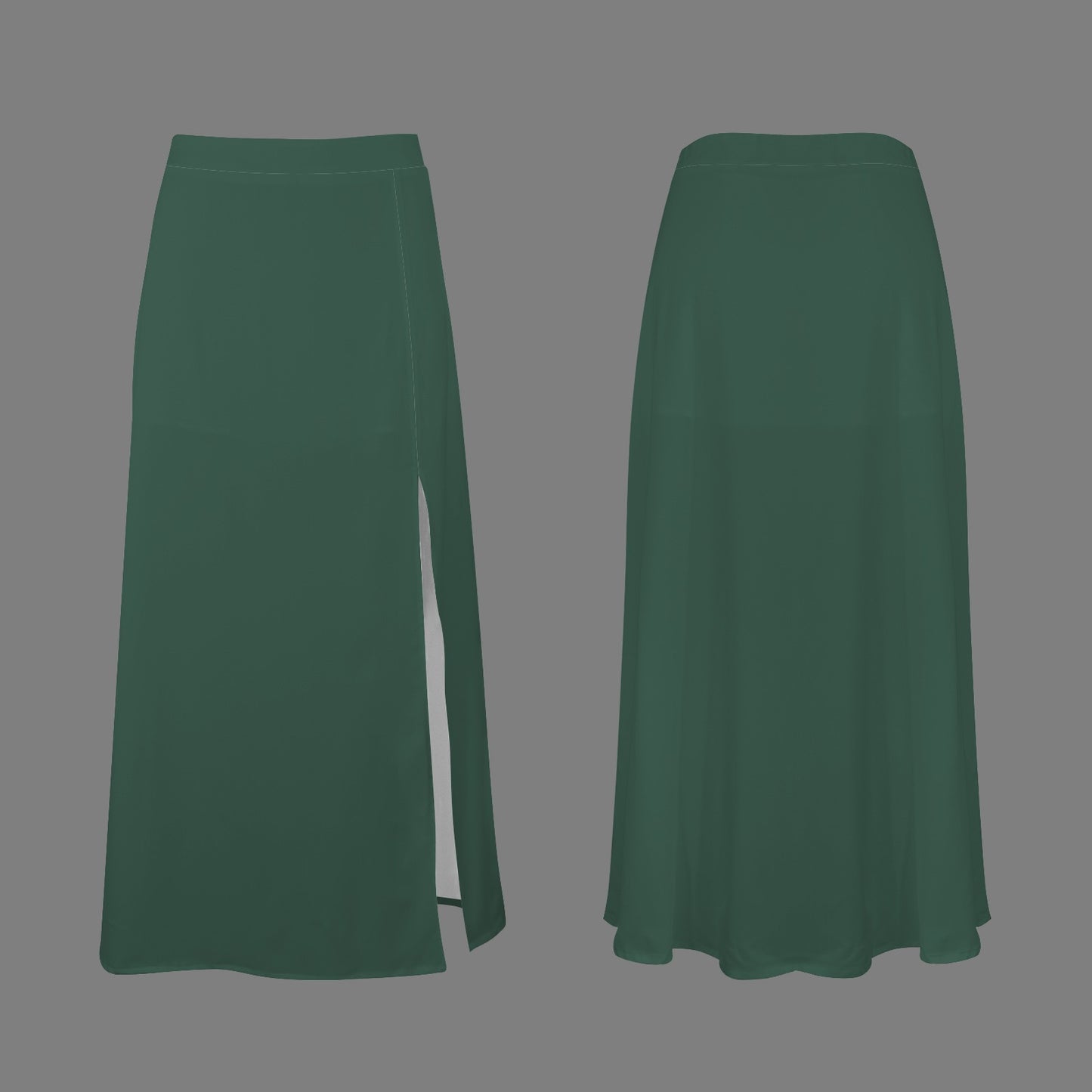 Split Thigh Maxi Skirt Dark Green