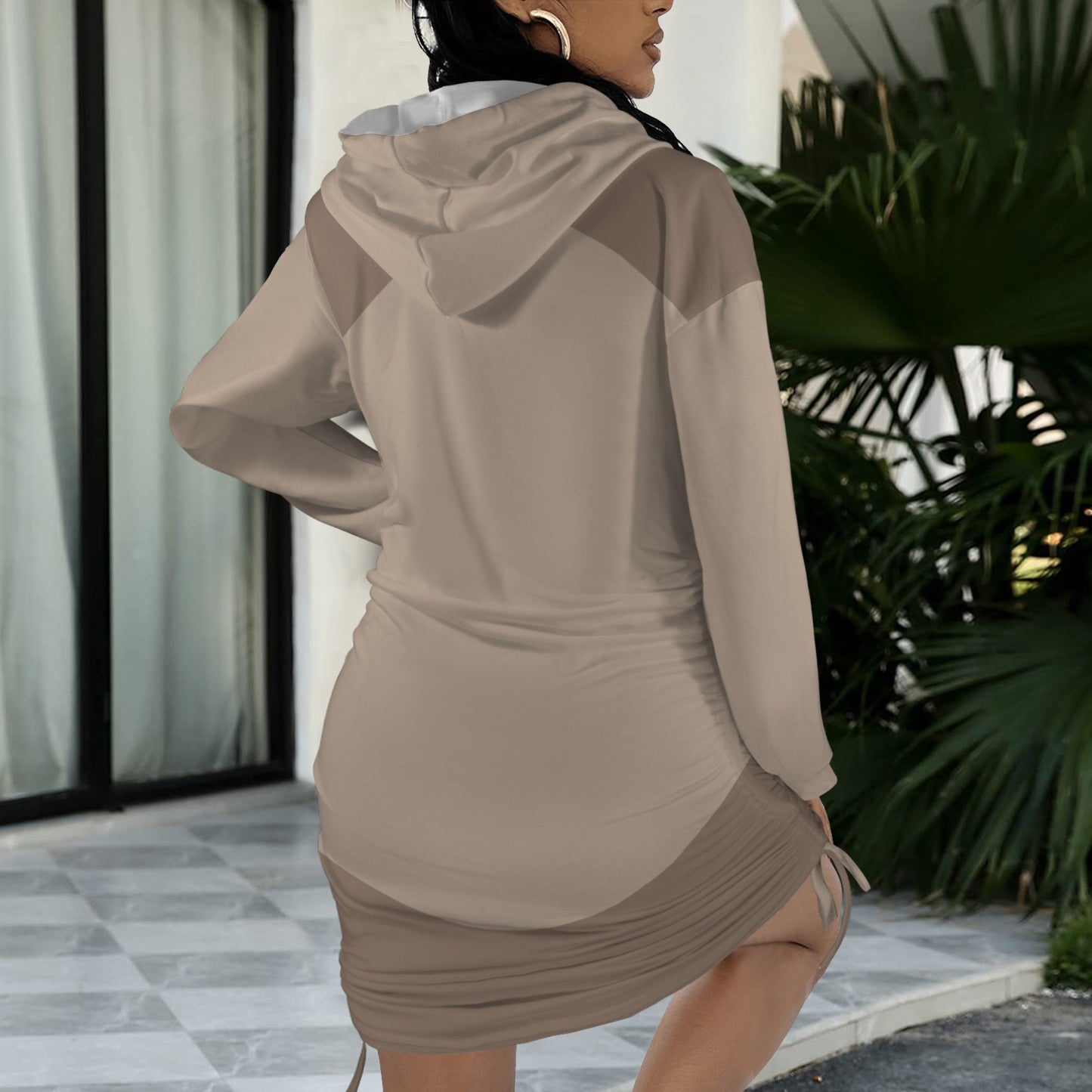 Coffee Hoodie Drawstring Sweatshirt Dress