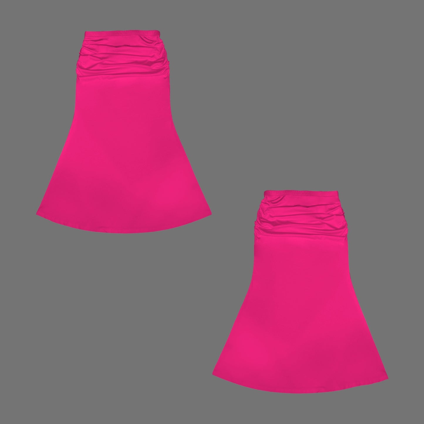 High Waist Pleated Flared Maxi Skirt Magenta Bright