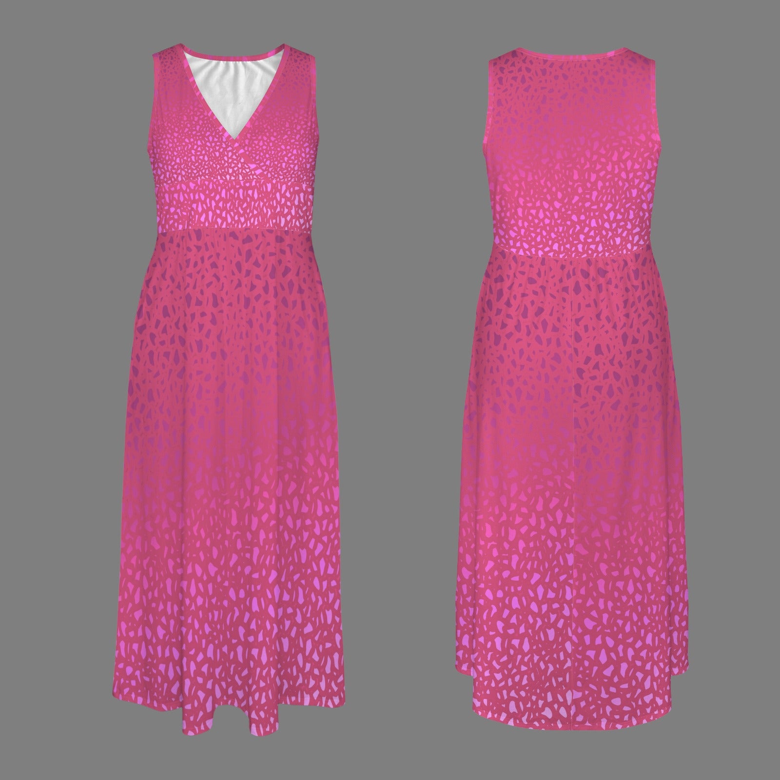 Pink Coral Print Sleeveless Maxi Dress