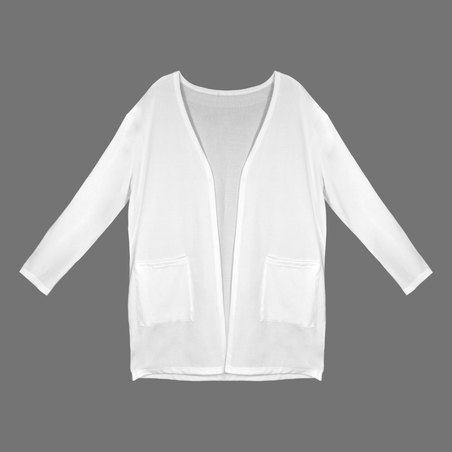 Long Sleeve Pocket Cardigan White