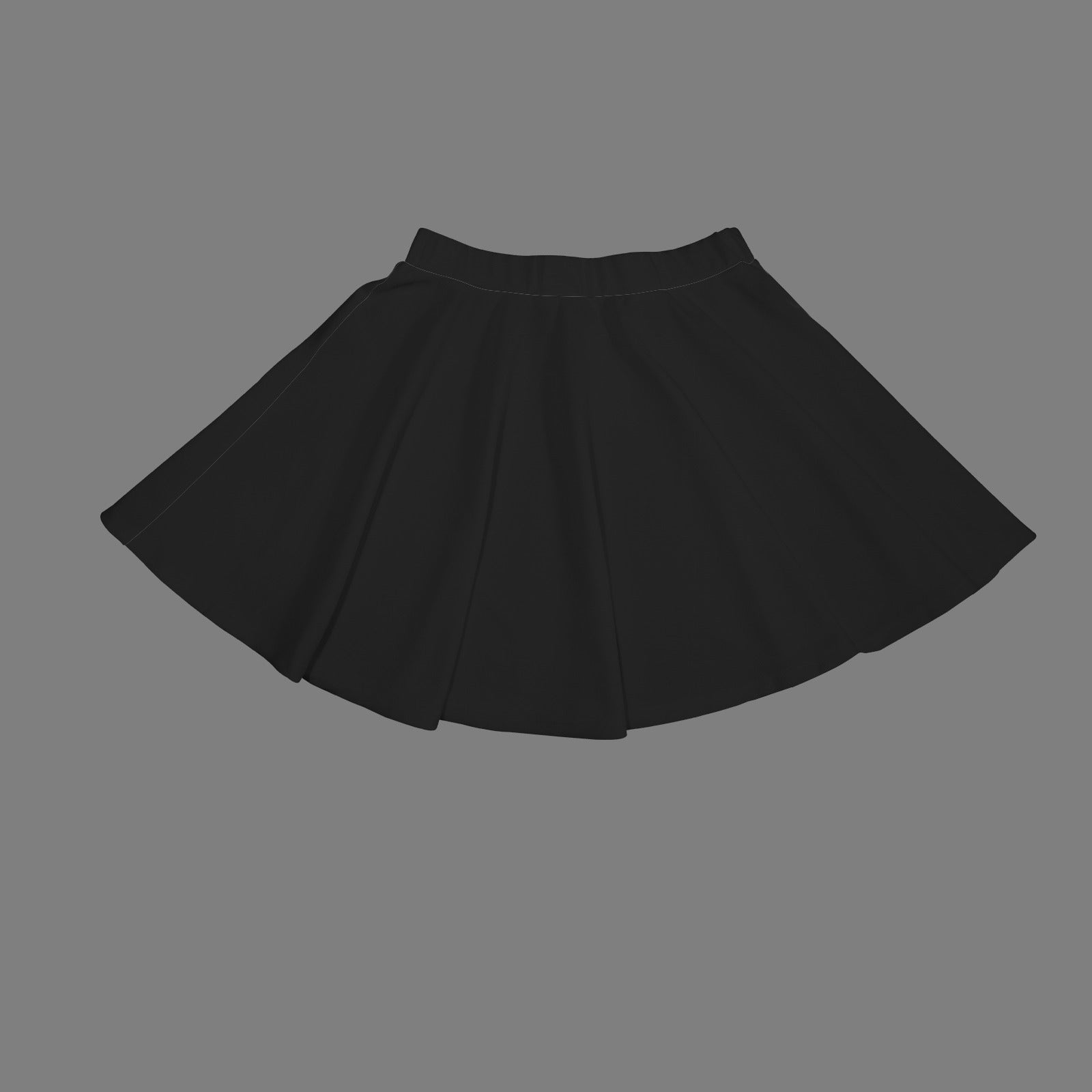 Elastic Waist Casual Flared Mini Skirt Black