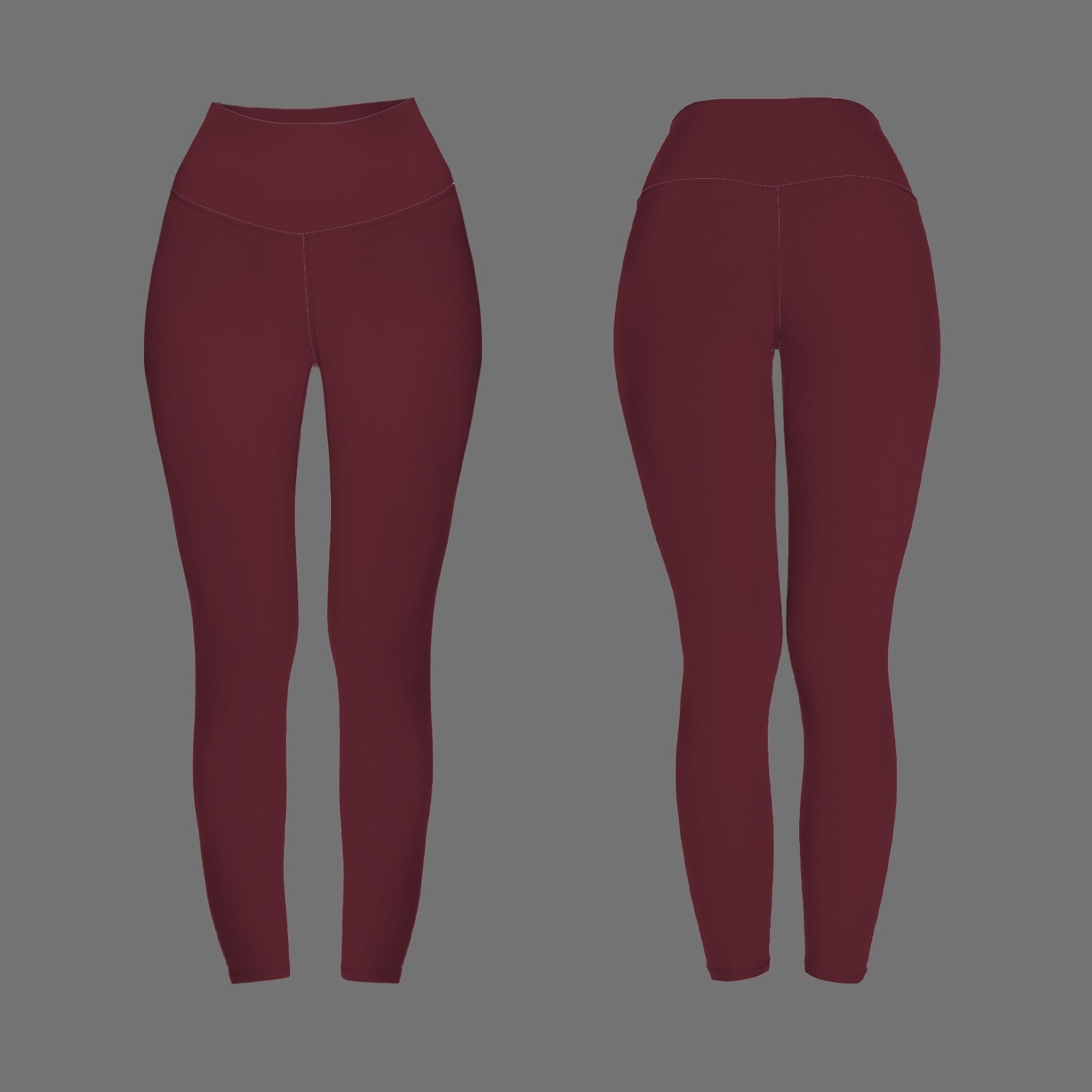 High Waist Control Top Yoga Leggings Dark Red