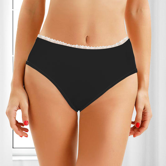 Classic Underwear Black with White Lace Trim