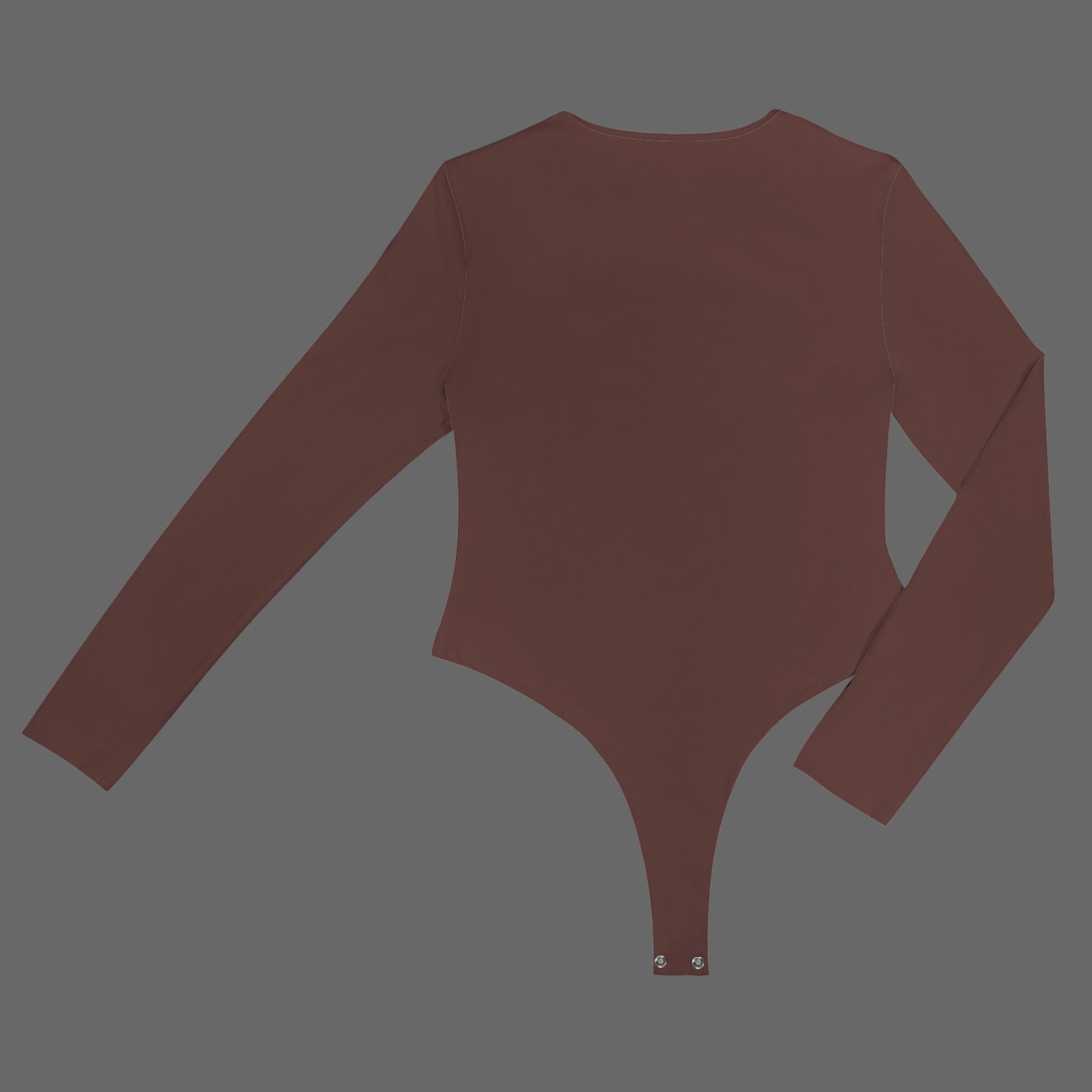 Round Neck Long Sleeve Bodysuit Brown