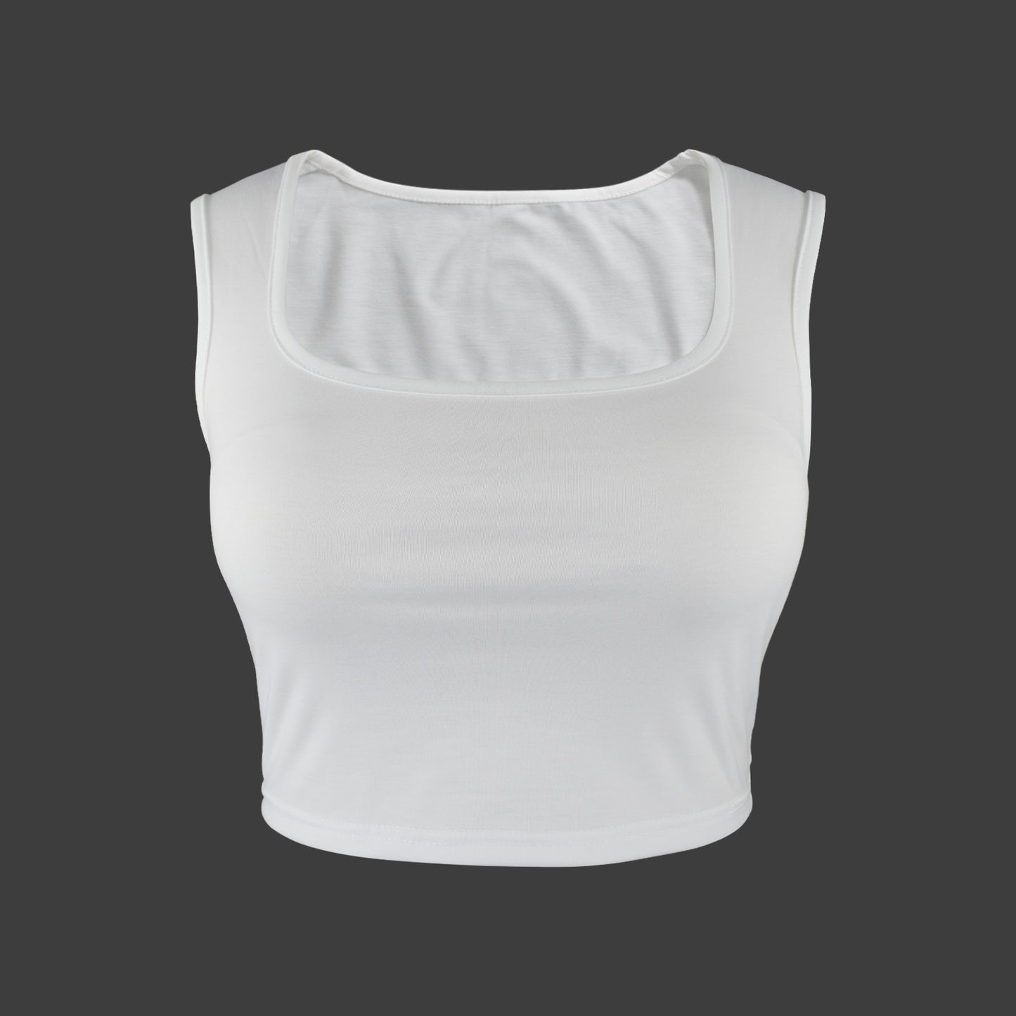 Square Neck Crop Tank Top White