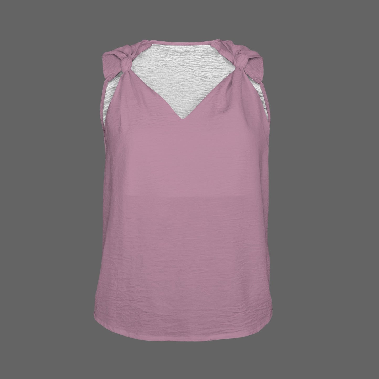 V-Neck Knotted Sleeveless Tank Tops Mauve