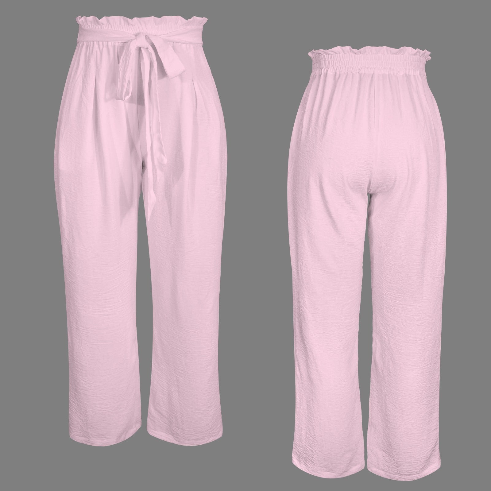 High Waist Pocket Wide Leg Pants Pink