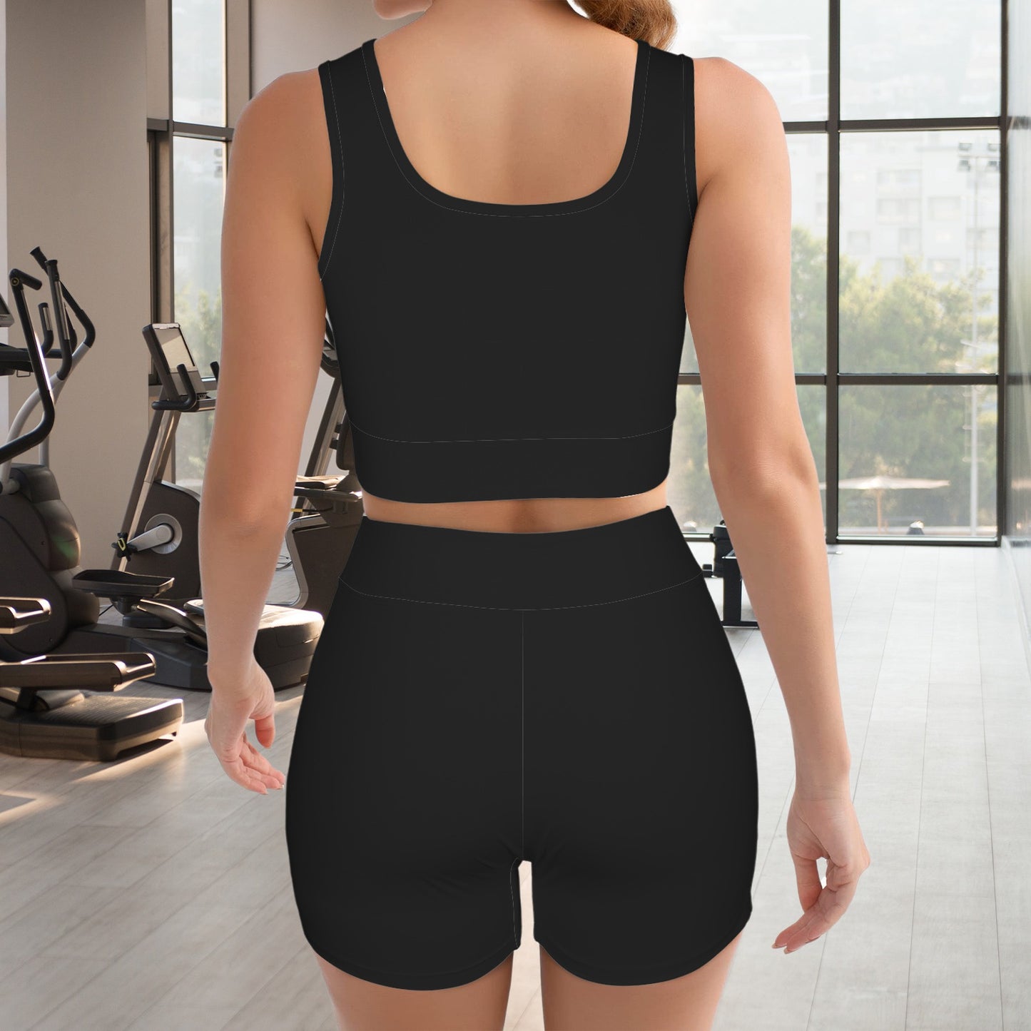 Black Sports Set Crop Tank & Shorts