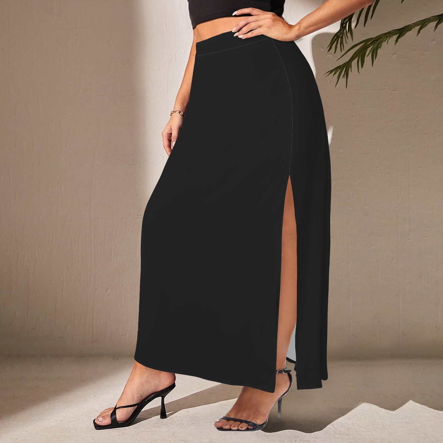 Split Thigh Maxi Skirt Black