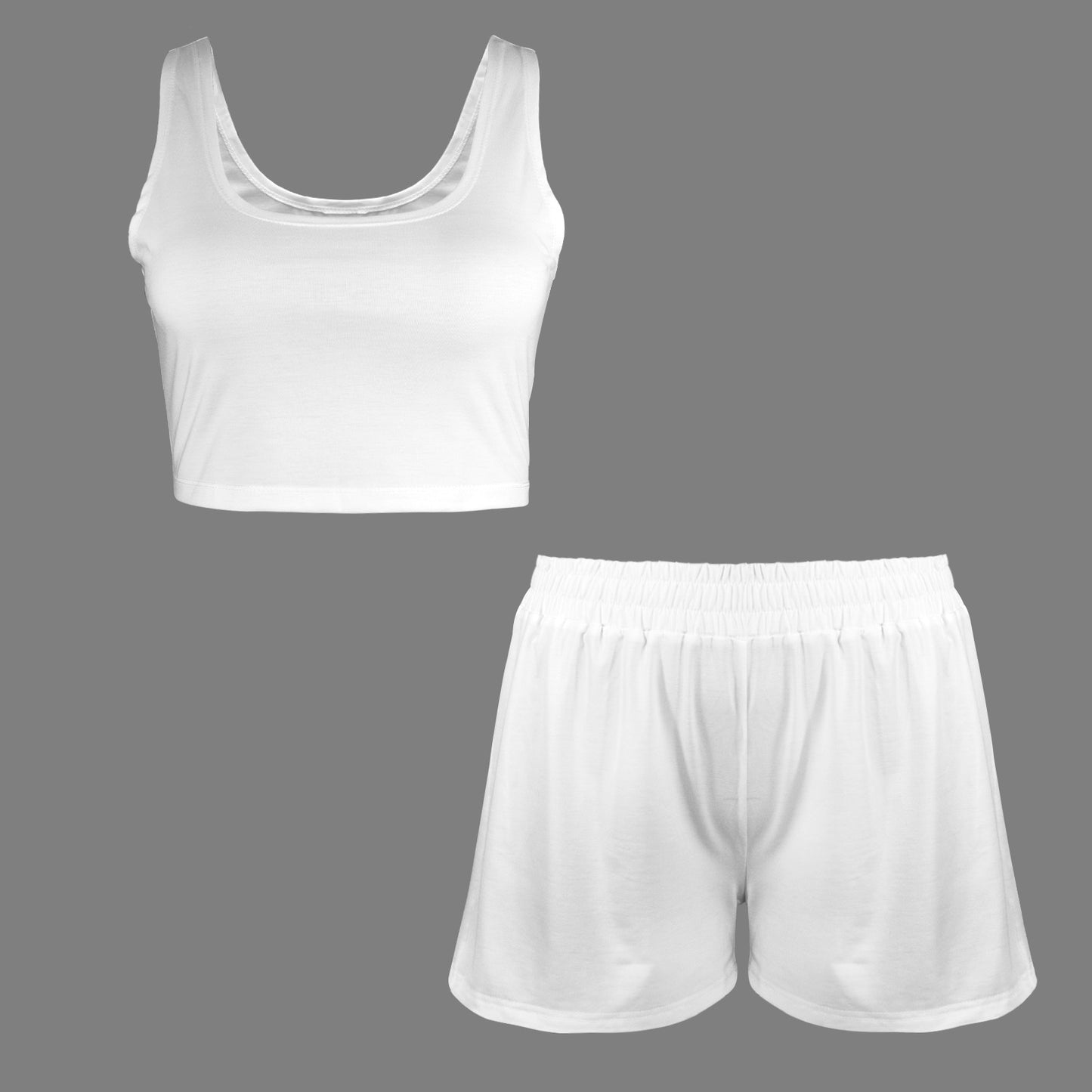 Crop Tank Top & Shorts Set White