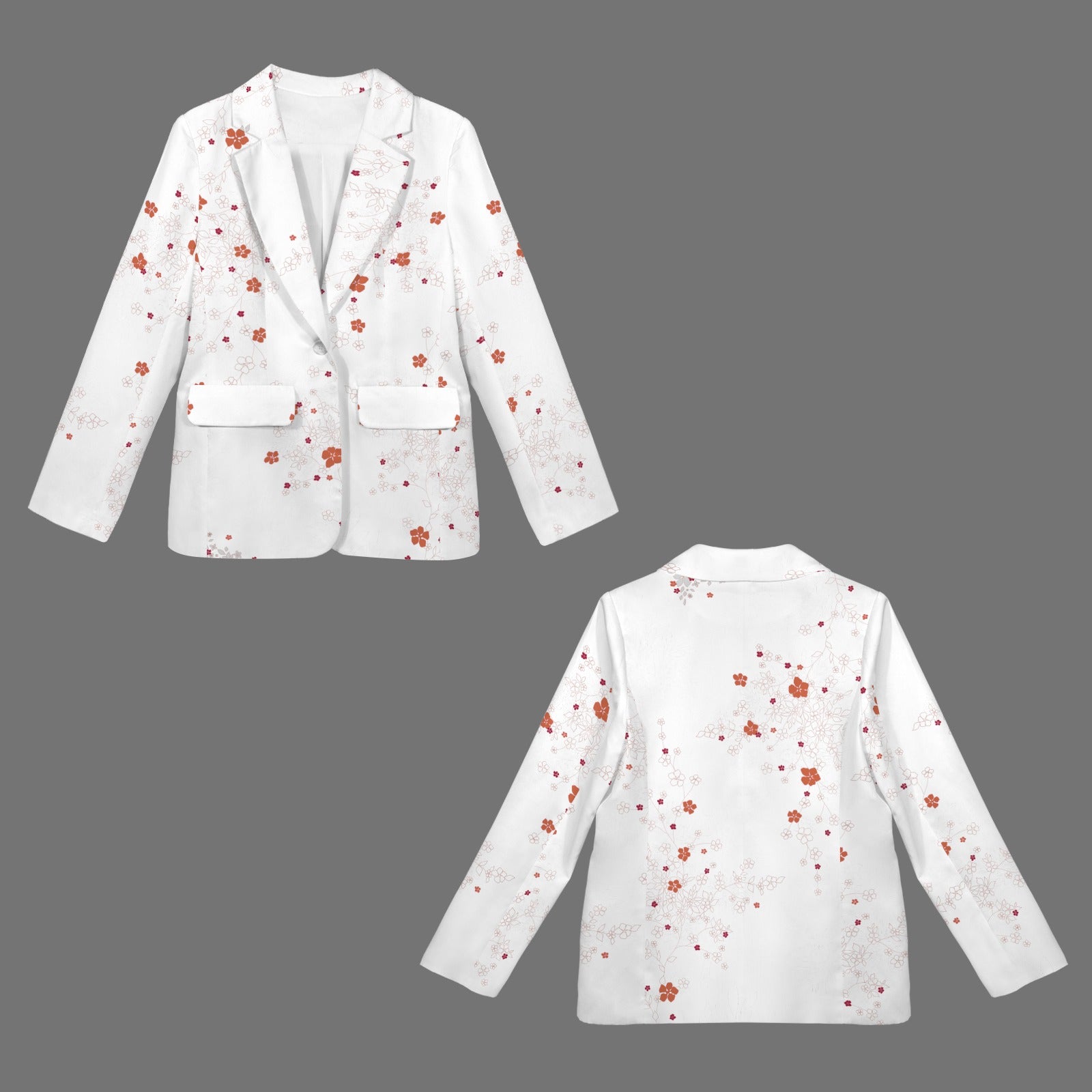 Open Front Casual Long Sleeve Blazer Blossom White