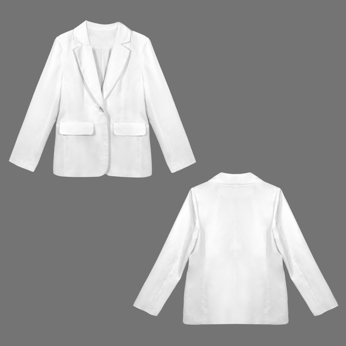 Open Front Casual Long Sleeve Blazer White